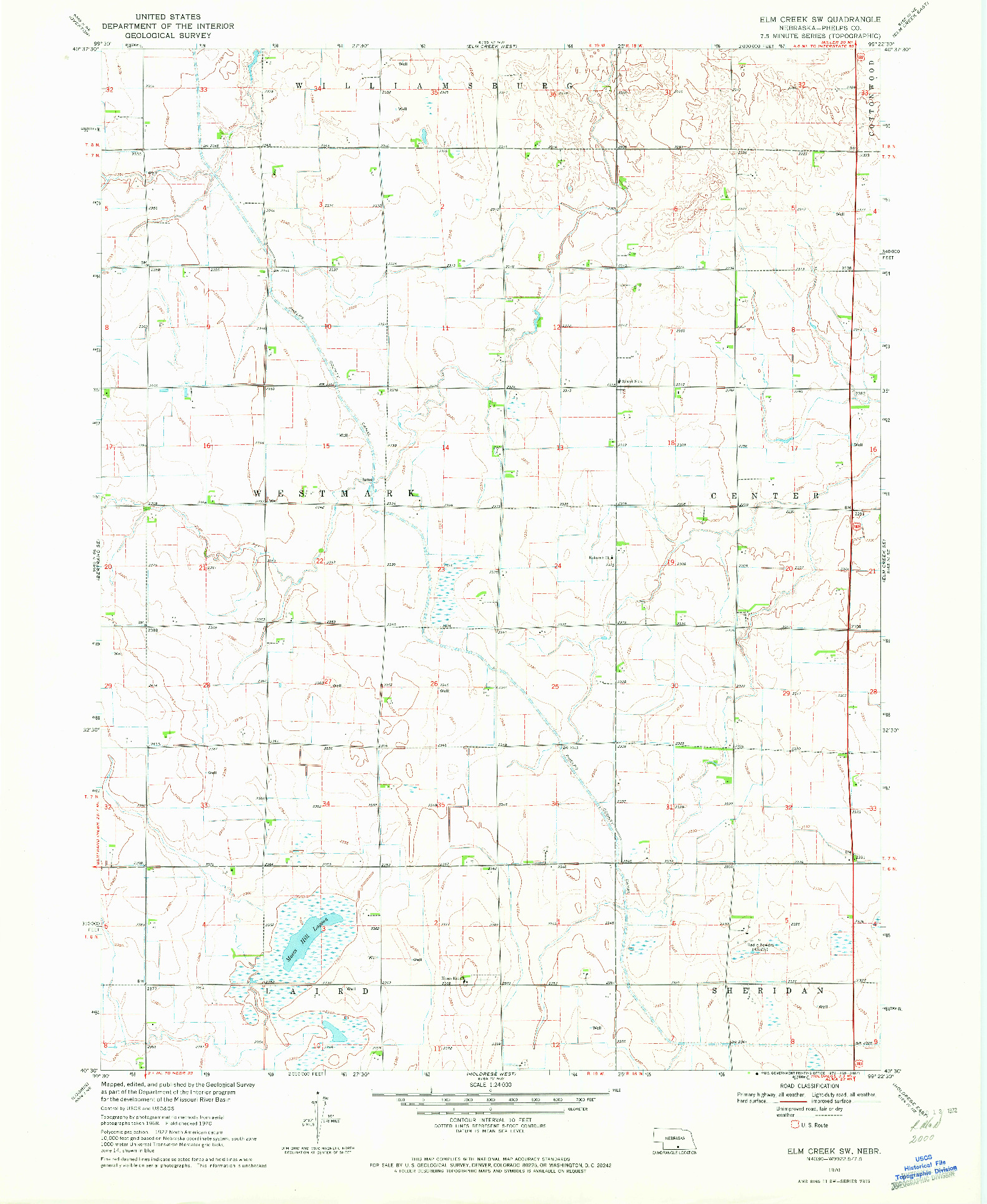 USGS 1:24000-SCALE QUADRANGLE FOR ELM CREEK SW, NE 1970