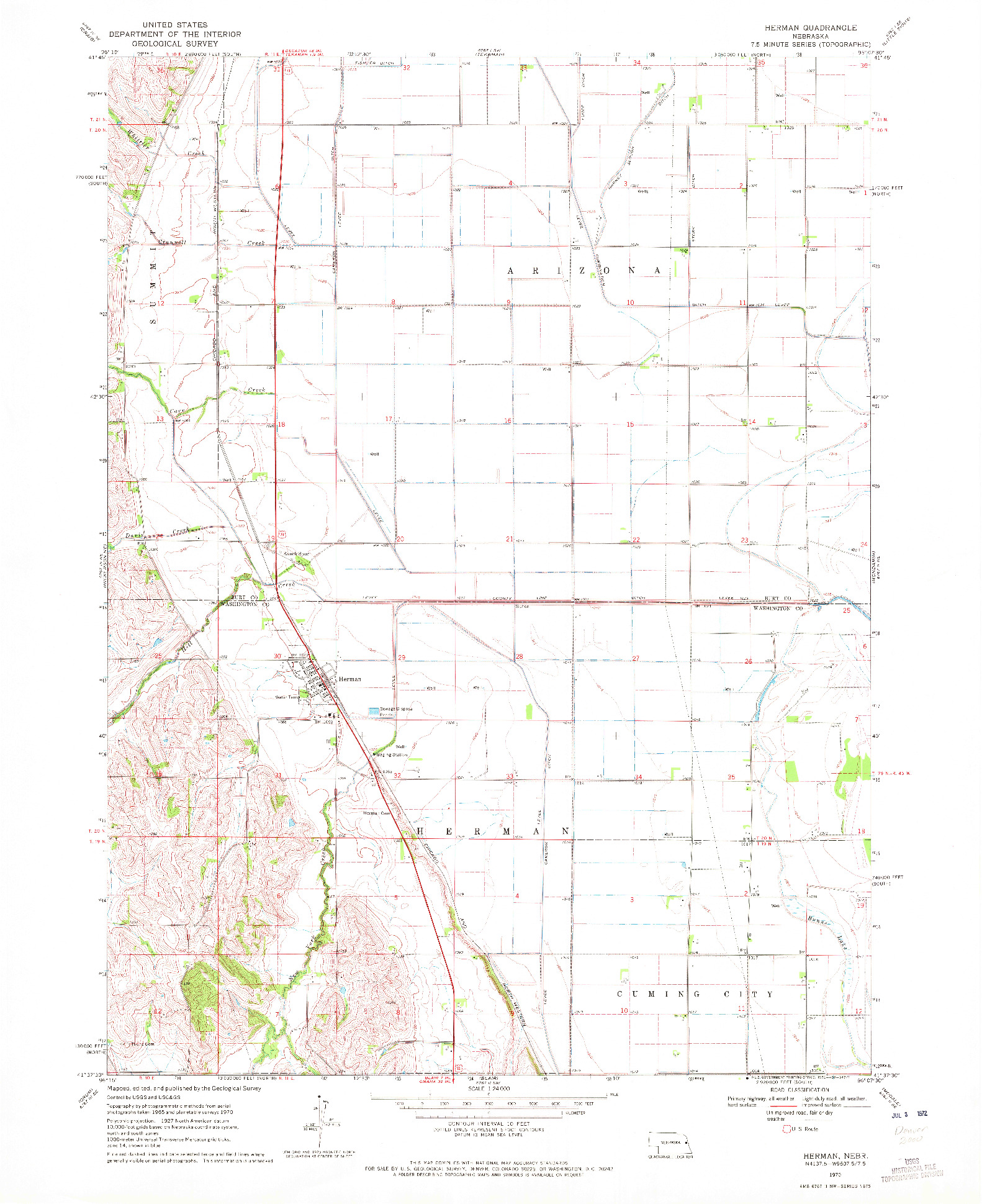 USGS 1:24000-SCALE QUADRANGLE FOR HERMAN, NE 1970