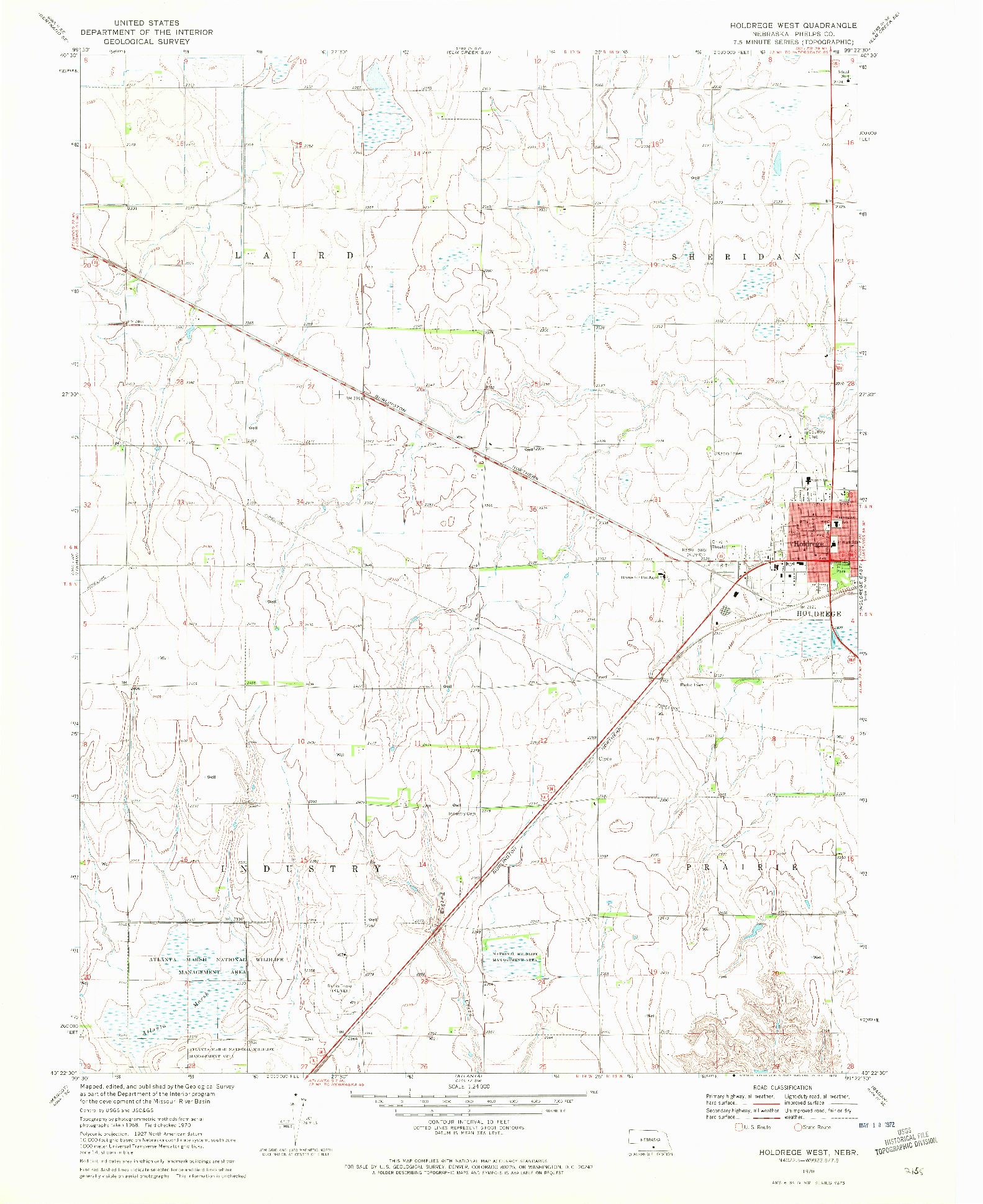 USGS 1:24000-SCALE QUADRANGLE FOR HOLDREGE WEST, NE 1970