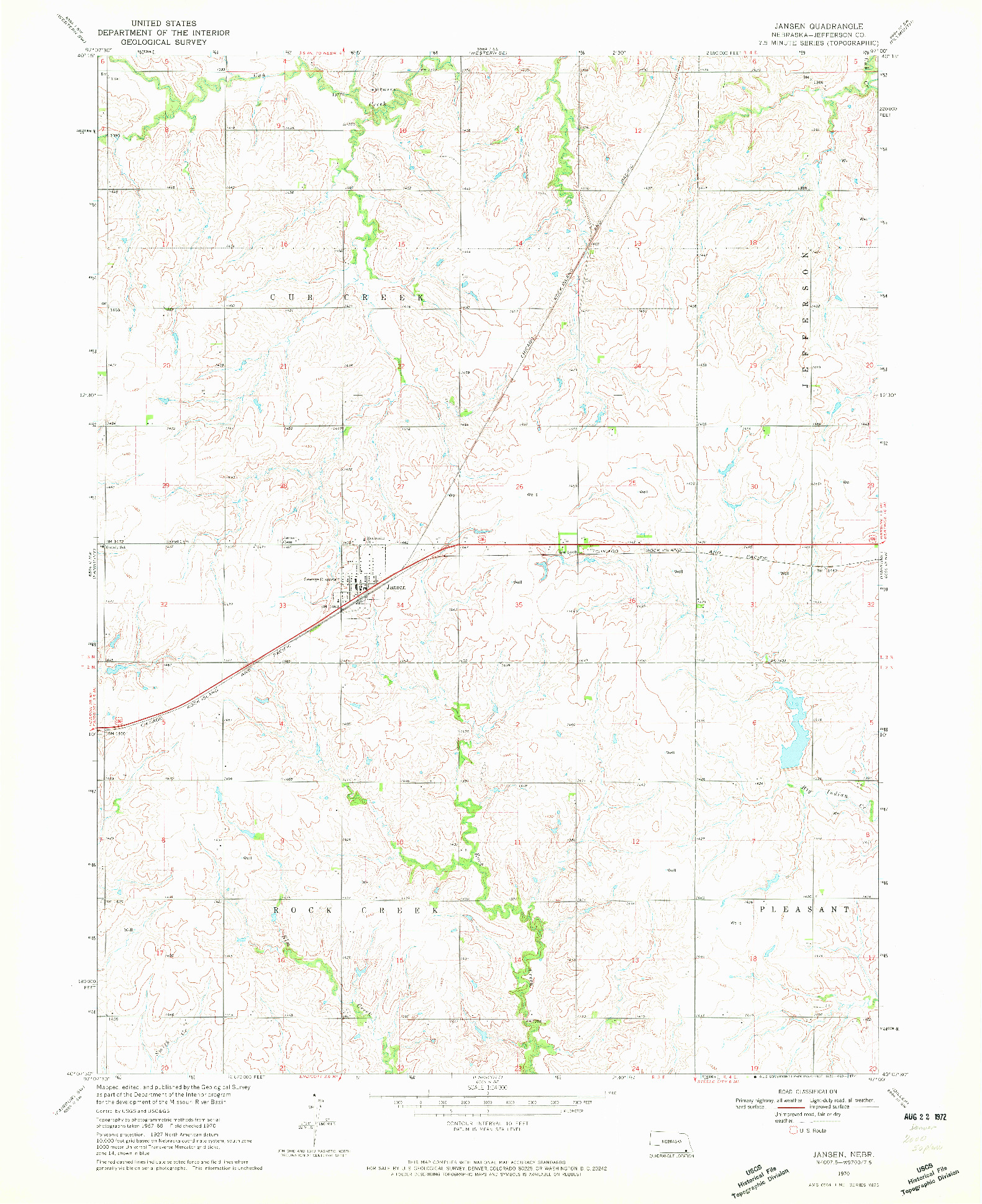USGS 1:24000-SCALE QUADRANGLE FOR JANSEN, NE 1970