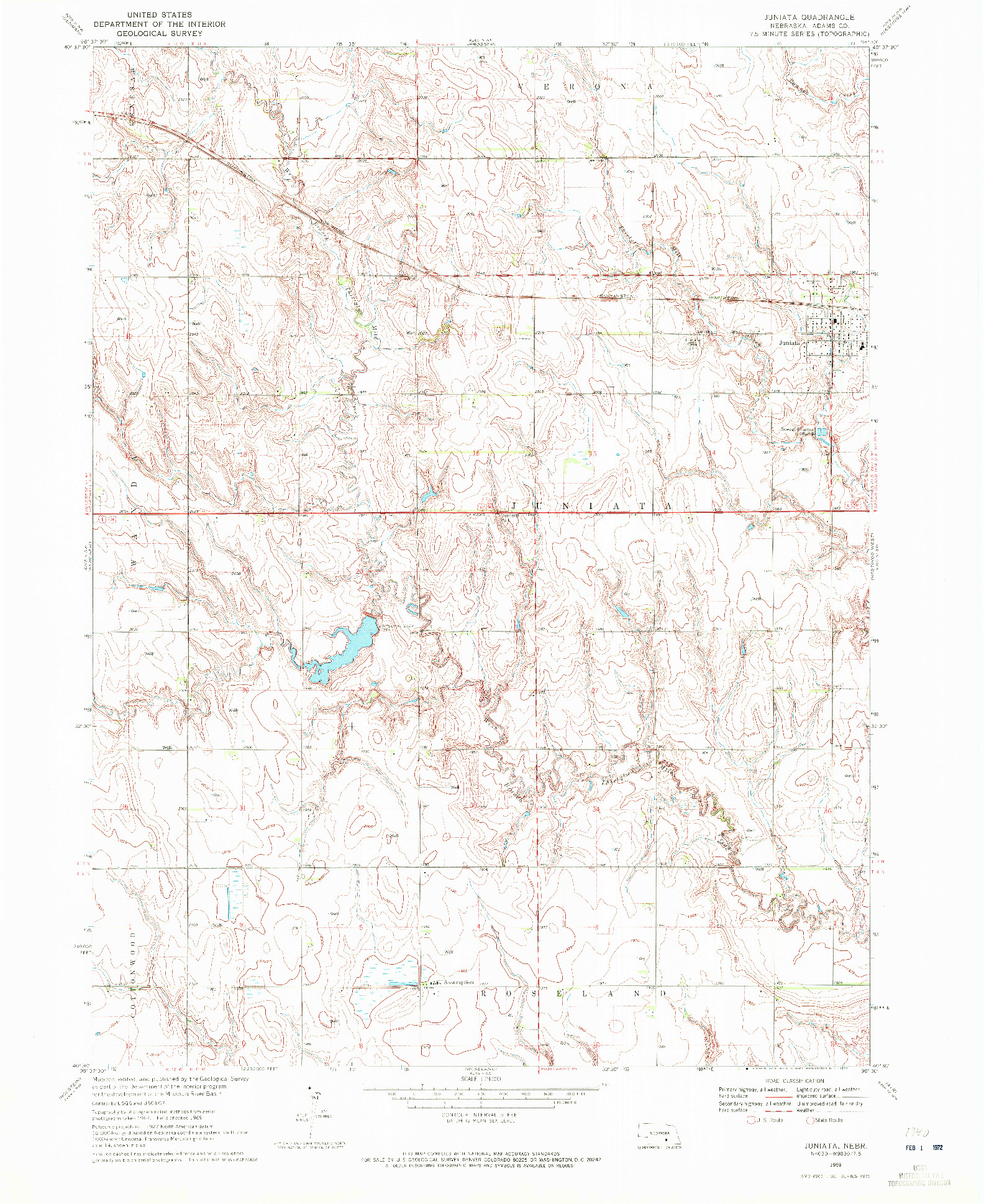USGS 1:24000-SCALE QUADRANGLE FOR JUNIATA, NE 1969