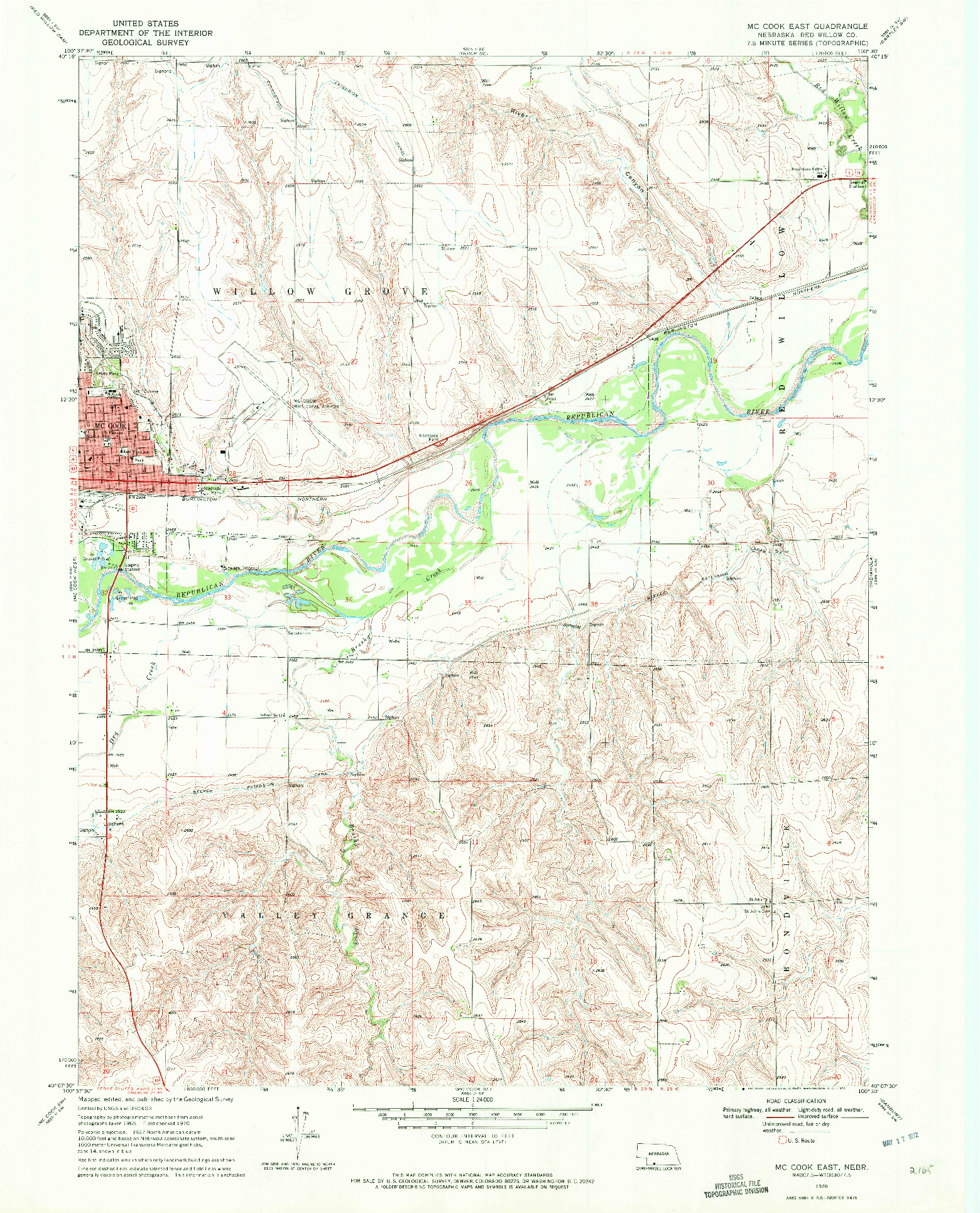 USGS 1:24000-SCALE QUADRANGLE FOR MCCOOK EAST, NE 1970