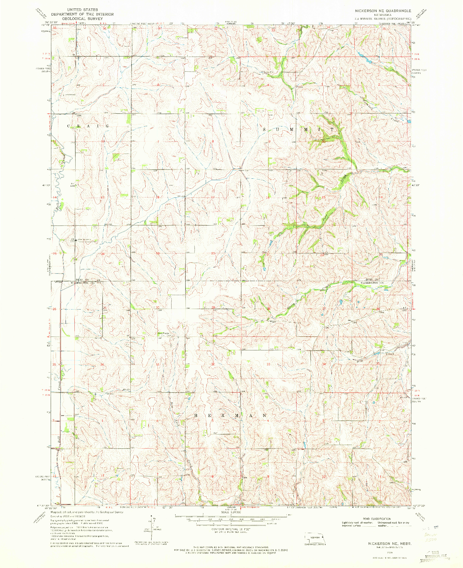 USGS 1:24000-SCALE QUADRANGLE FOR NICKERSON NE, NE 1970