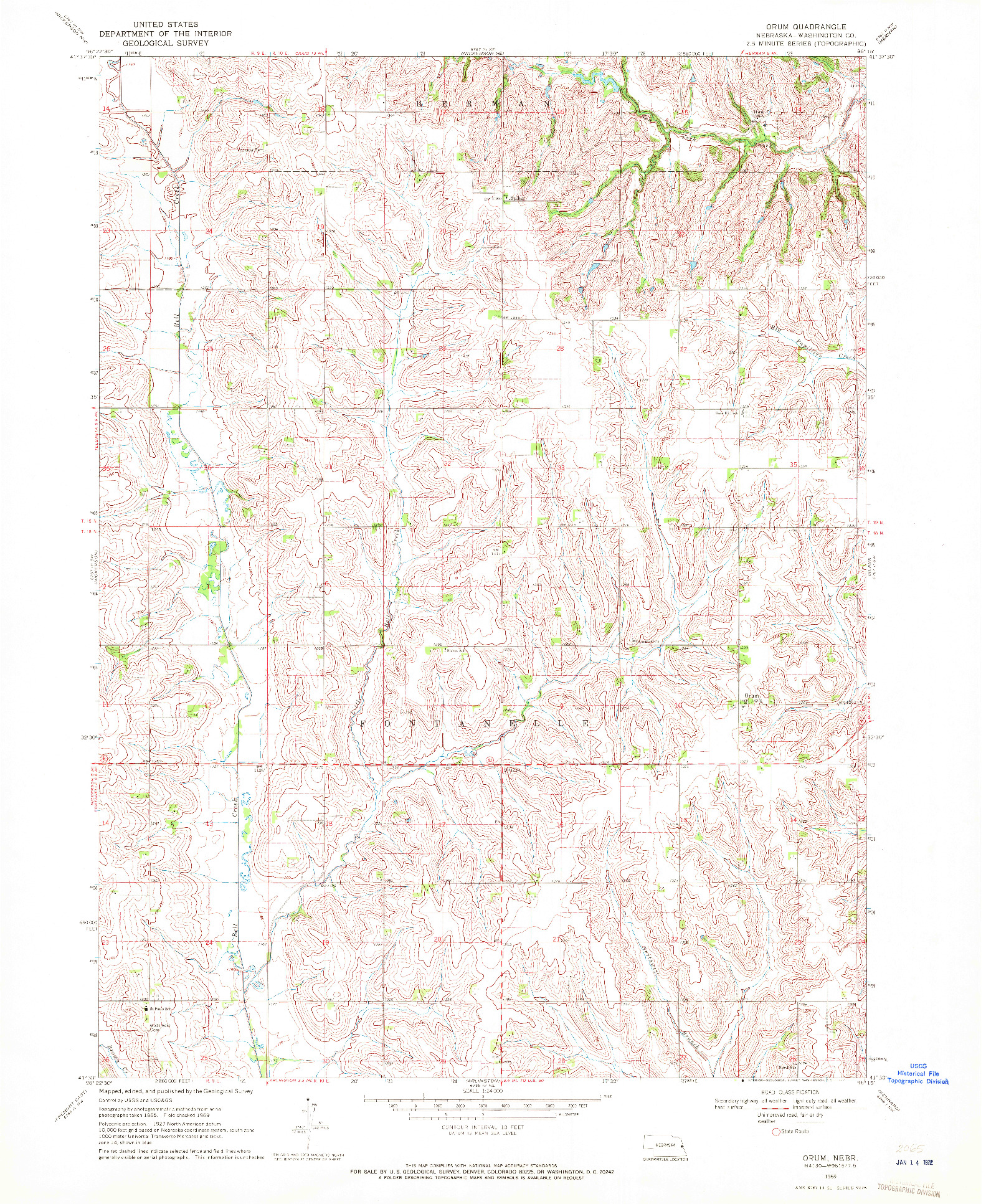 USGS 1:24000-SCALE QUADRANGLE FOR ORUM, NE 1969