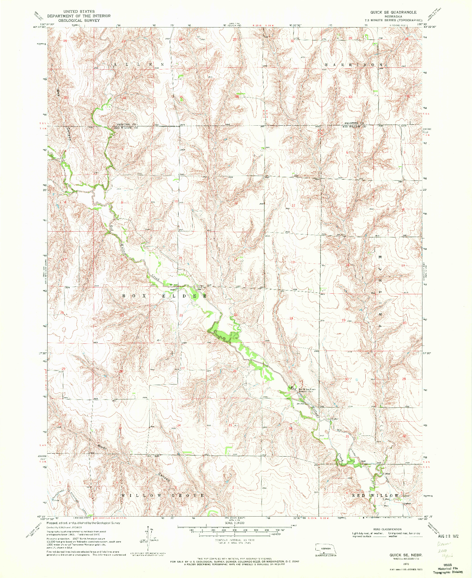 USGS 1:24000-SCALE QUADRANGLE FOR QUICK SE, NE 1970