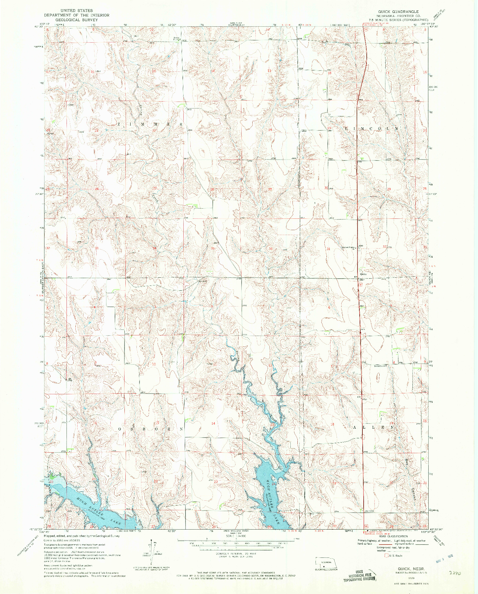 USGS 1:24000-SCALE QUADRANGLE FOR QUICK, NE 1970