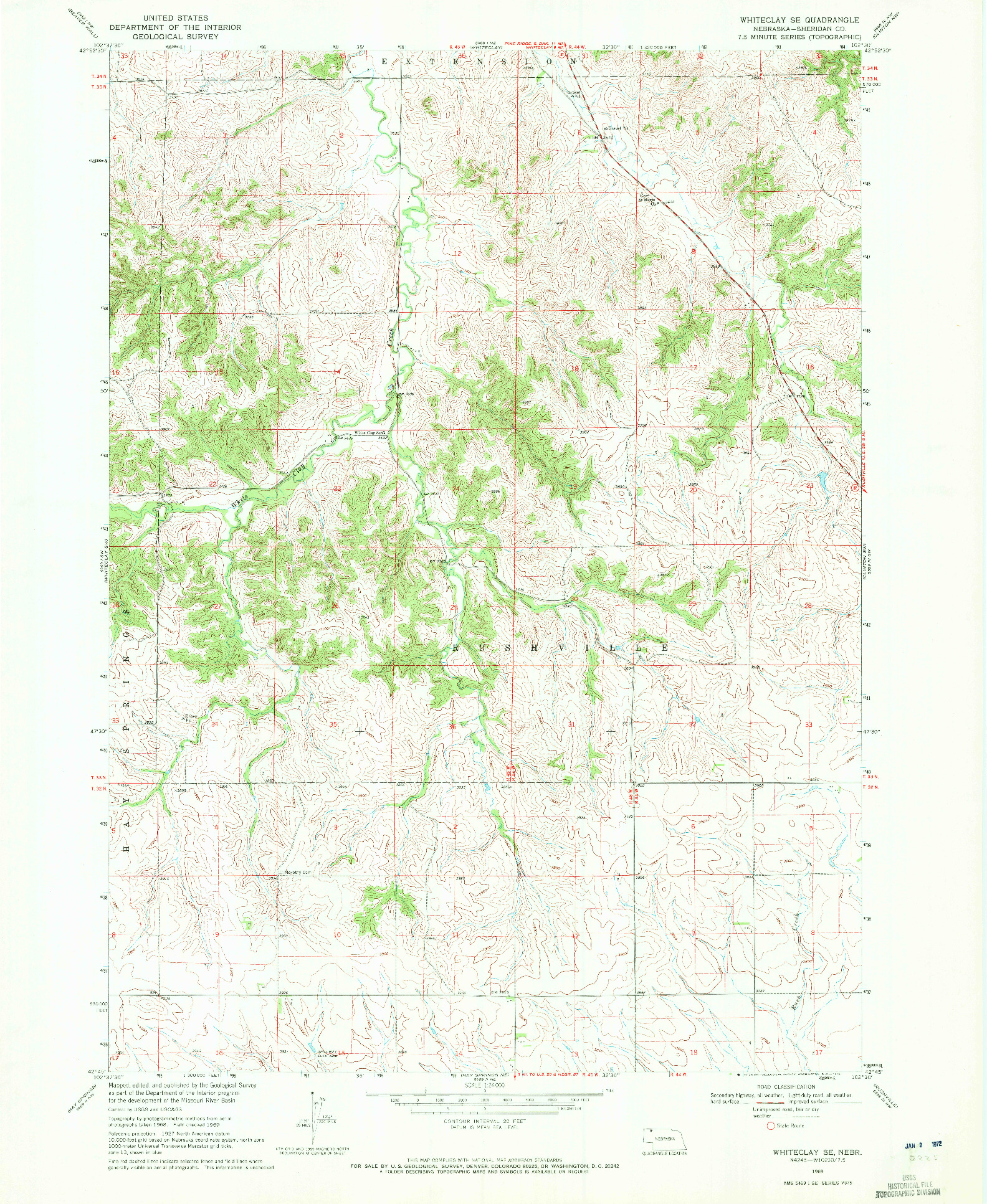 USGS 1:24000-SCALE QUADRANGLE FOR WHITECLAY SE, NE 1969