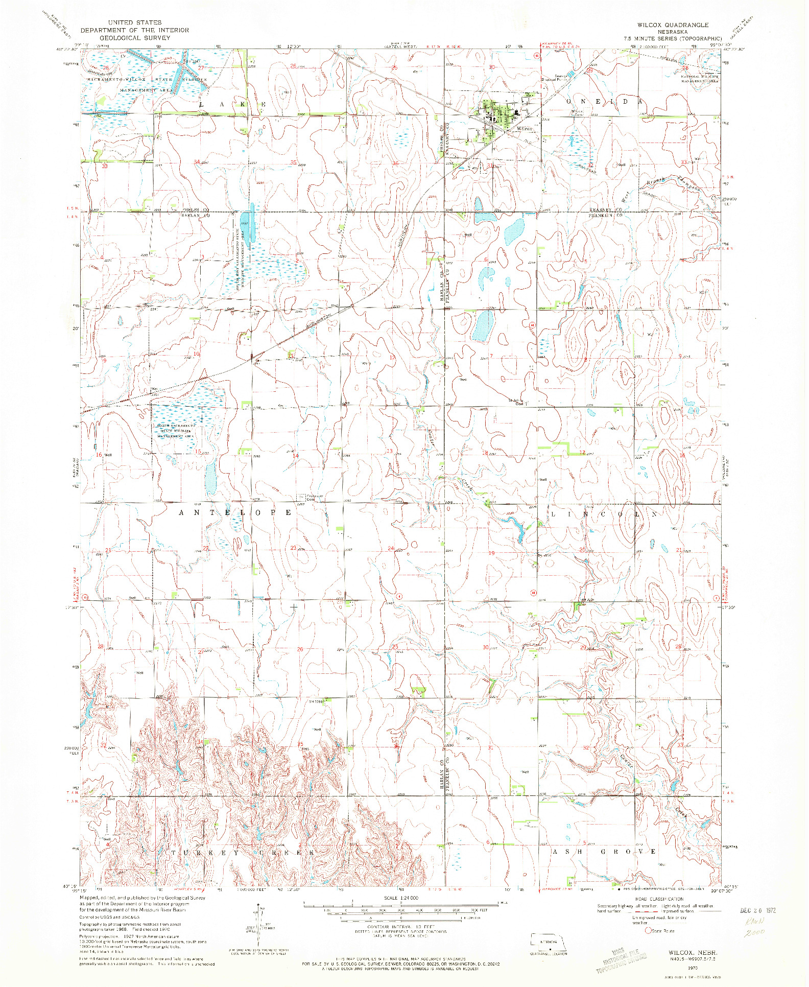 USGS 1:24000-SCALE QUADRANGLE FOR WILCOX, NE 1970