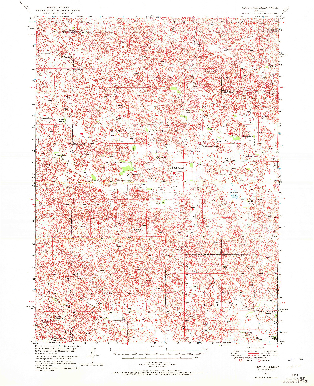 USGS 1:62500-SCALE QUADRANGLE FOR CODY LAKE, NE 1949
