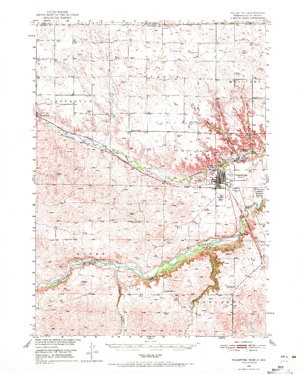 USGS 1:62500-SCALE QUADRANGLE FOR VALENTINE, NE 1950
