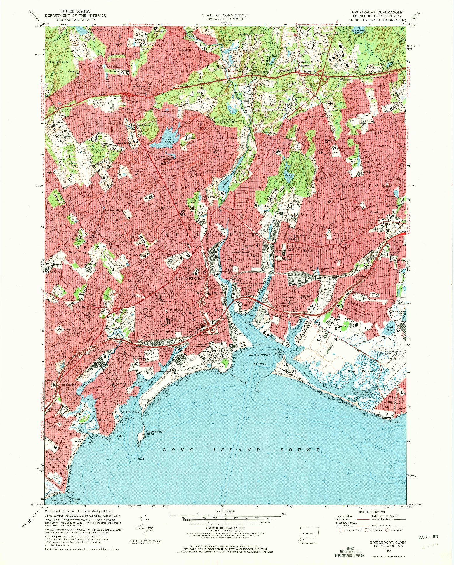 USGS 1:24000-SCALE QUADRANGLE FOR BRIDGEPORT, CT 1970