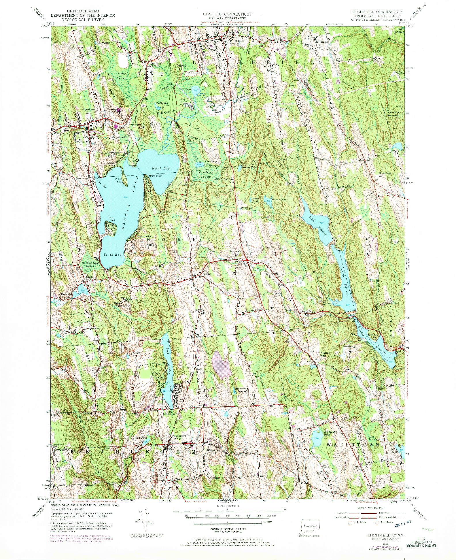 USGS 1:24000-SCALE QUADRANGLE FOR LITCHFIELD, CT 1956