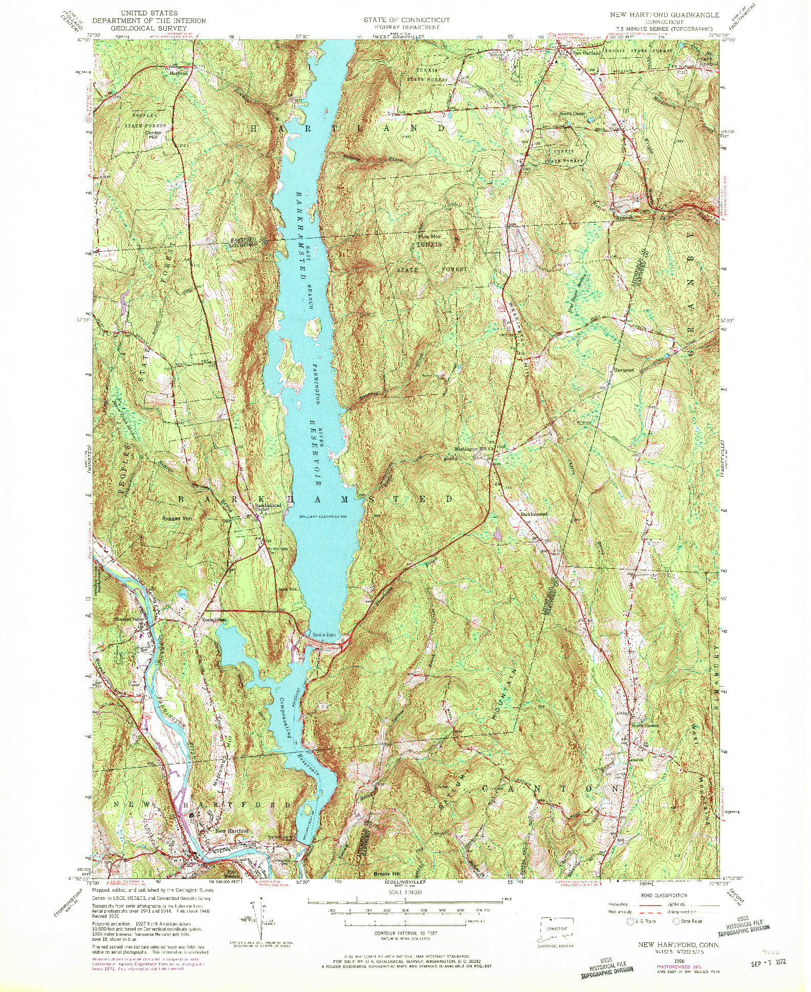 USGS 1:24000-SCALE QUADRANGLE FOR NEW HARTFORD, CT 1956