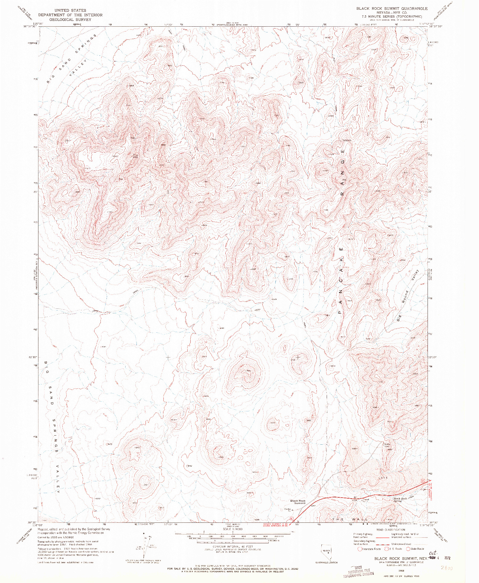 USGS 1:24000-SCALE QUADRANGLE FOR BLACK ROCK SUMMIT, NV 1968