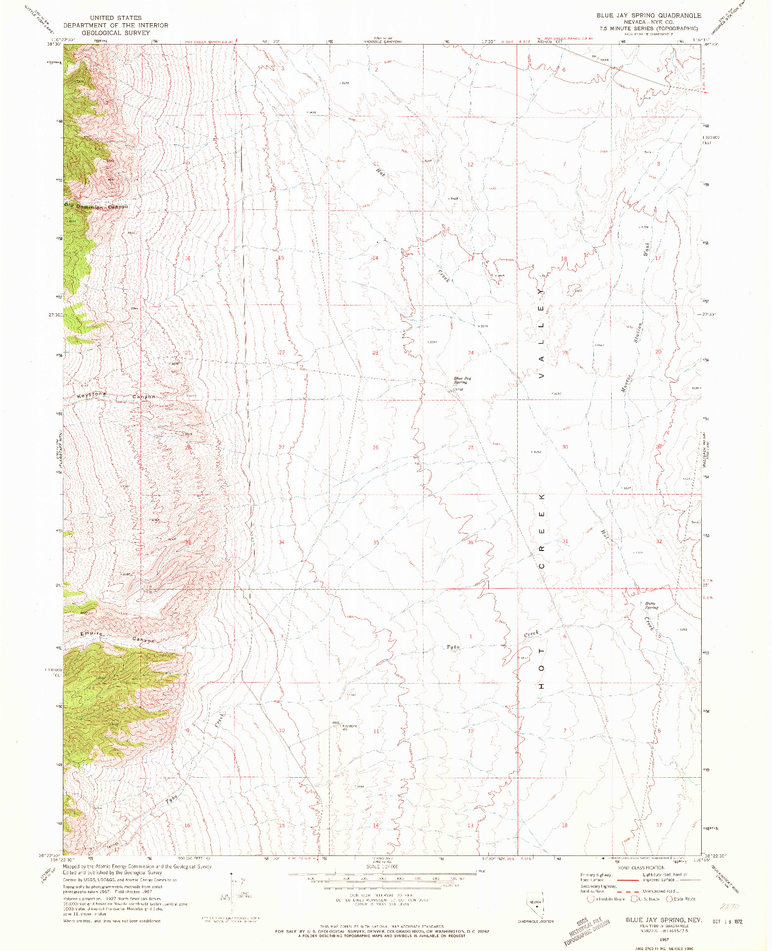 USGS 1:24000-SCALE QUADRANGLE FOR BLUE JAY SPRING, NV 1967