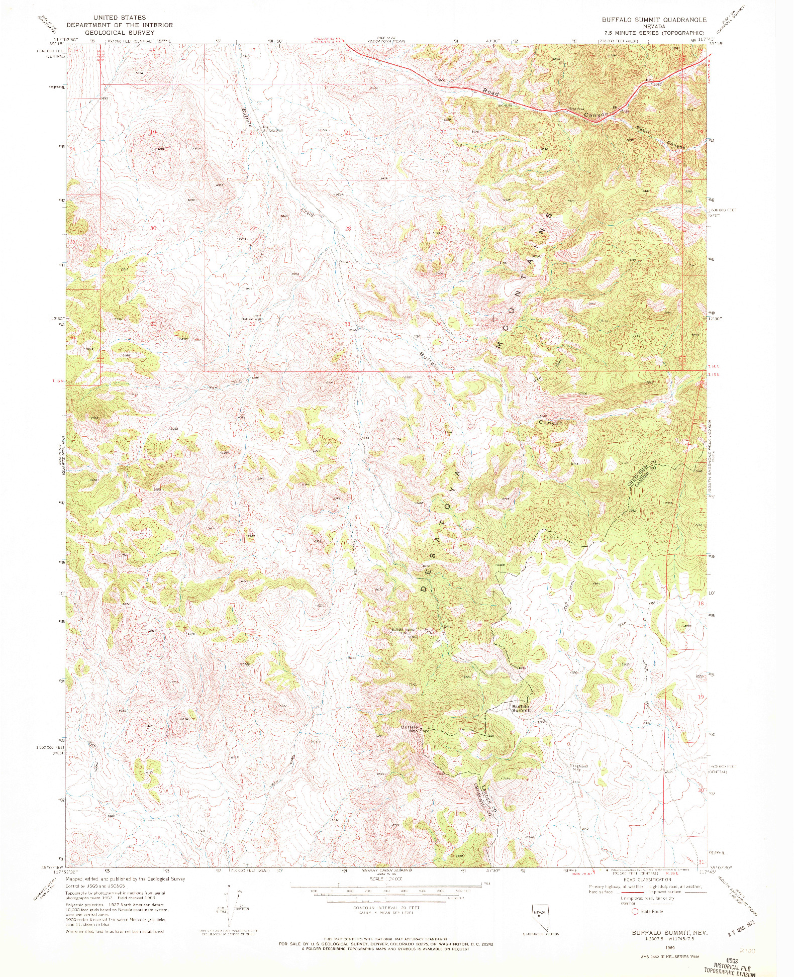 USGS 1:24000-SCALE QUADRANGLE FOR BUFFALO SUMMIT, NV 1969