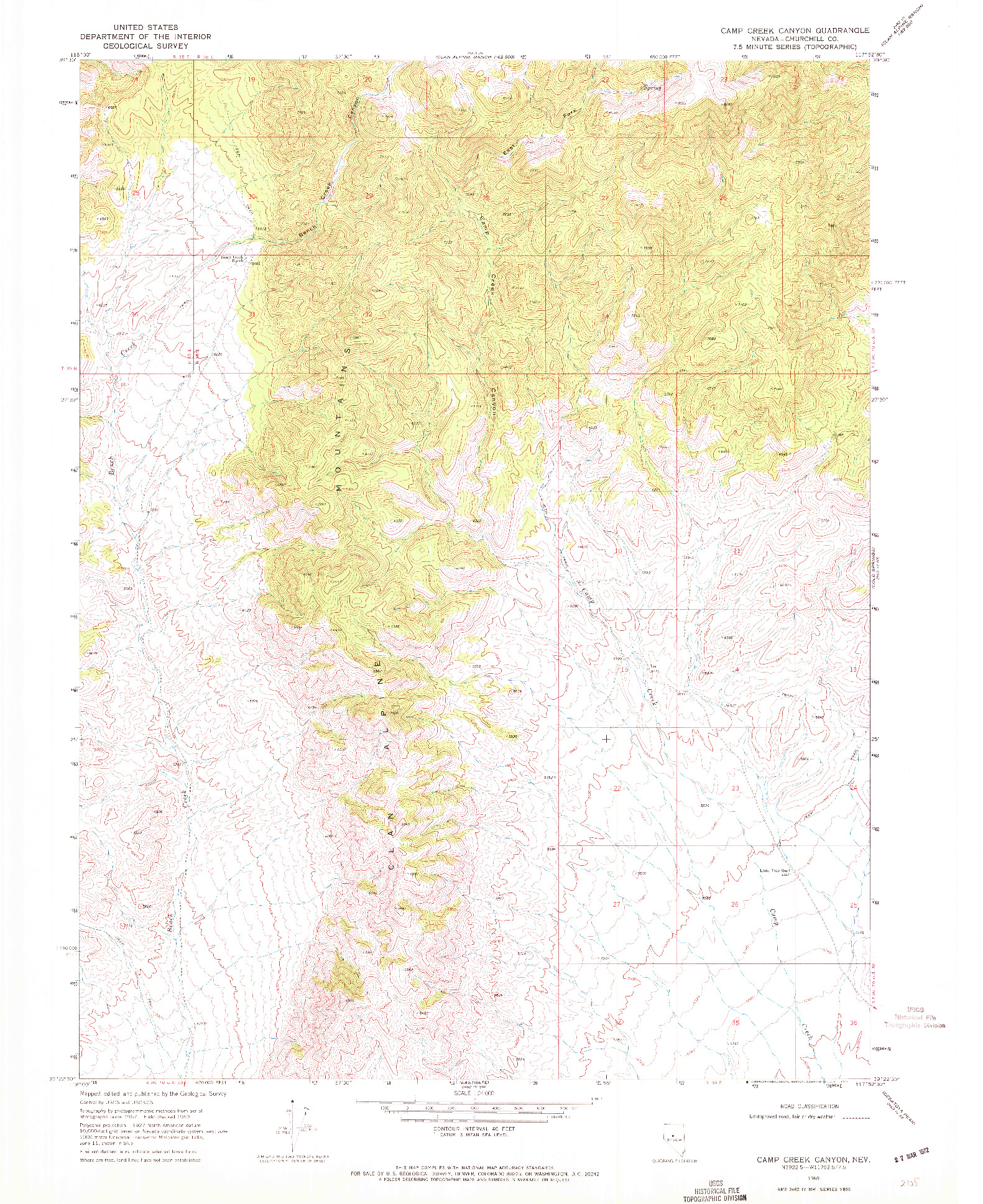 USGS 1:24000-SCALE QUADRANGLE FOR CAMP CREEK CANYON, NV 1969