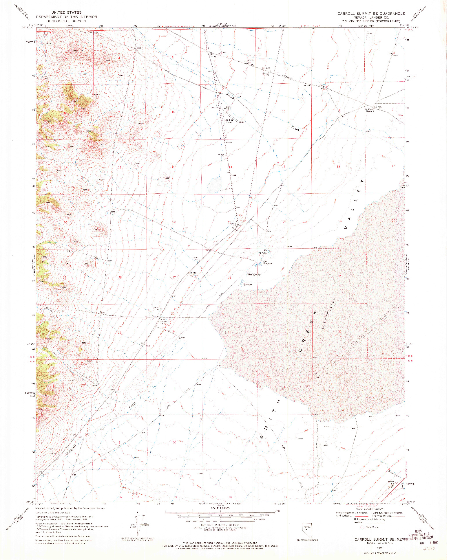 USGS 1:24000-SCALE QUADRANGLE FOR CARROLL SUMMIT SE, NV 1969