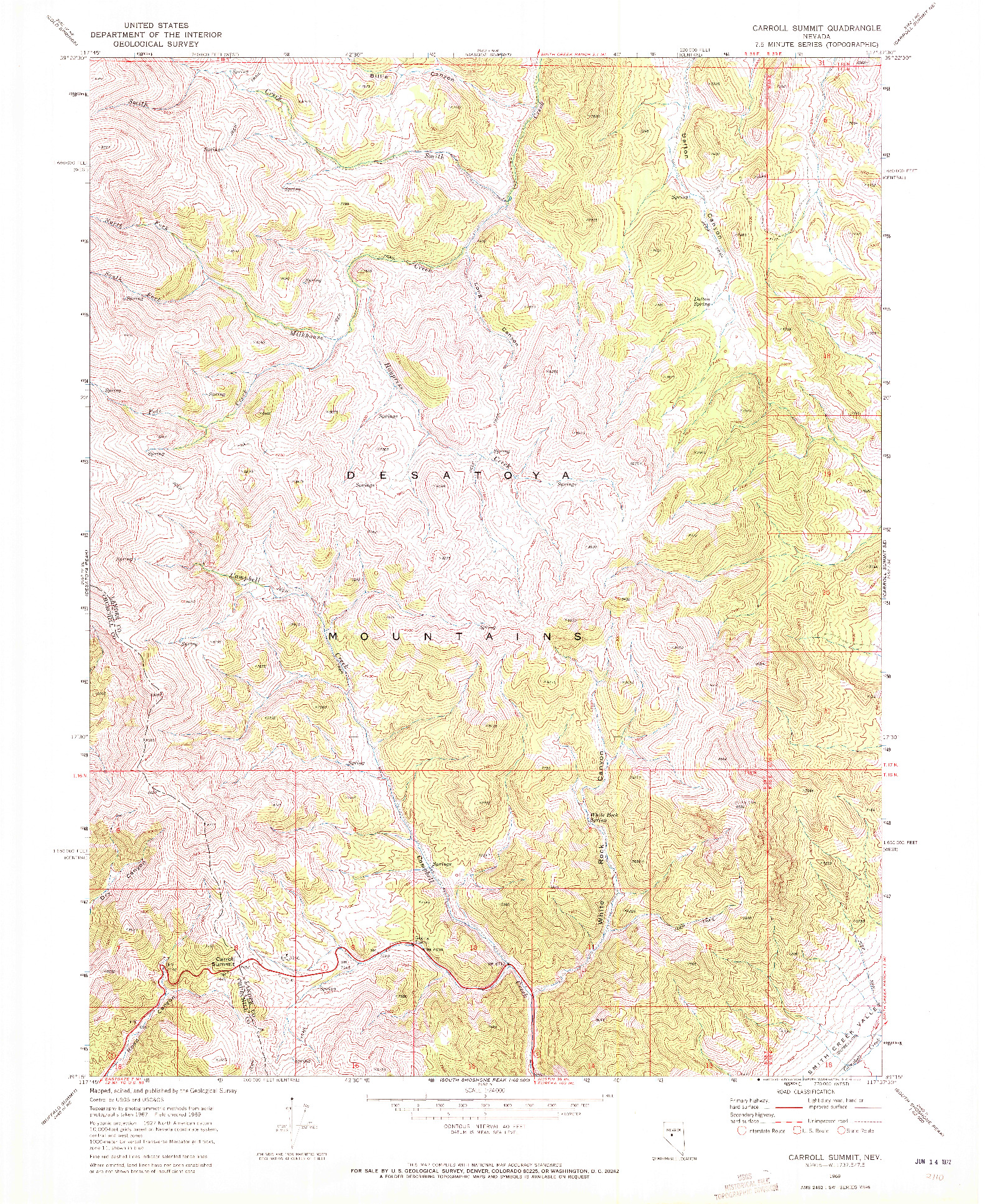 USGS 1:24000-SCALE QUADRANGLE FOR CARROLL SUMMIT, NV 1969