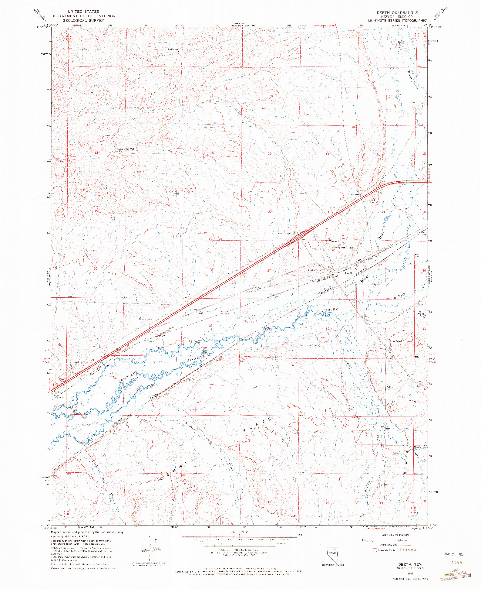 USGS 1:24000-SCALE QUADRANGLE FOR DEETH, NV 1967