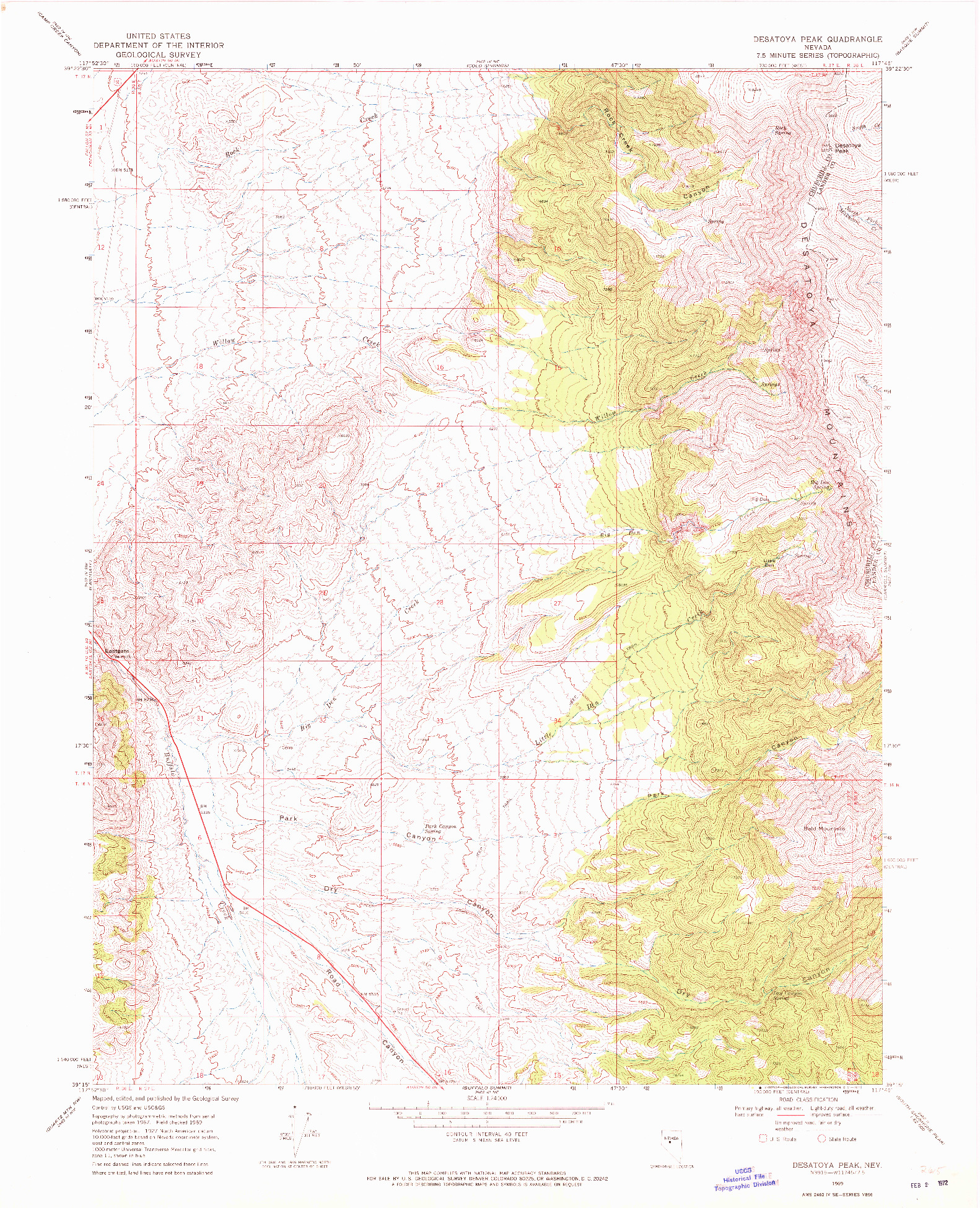 USGS 1:24000-SCALE QUADRANGLE FOR DESATOYA PEAK, NV 1969