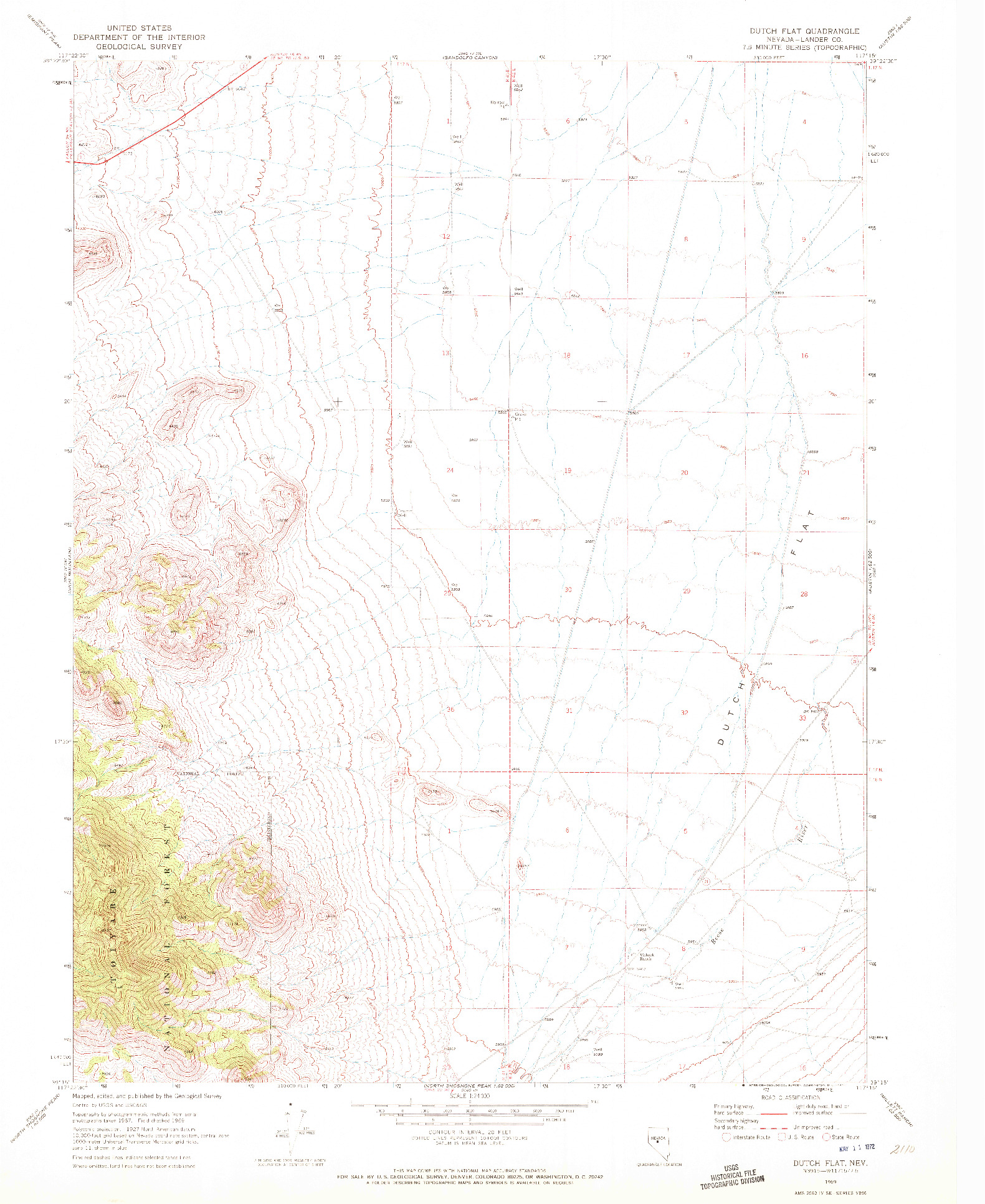 USGS 1:24000-SCALE QUADRANGLE FOR DUTCH FLAT, NV 1969