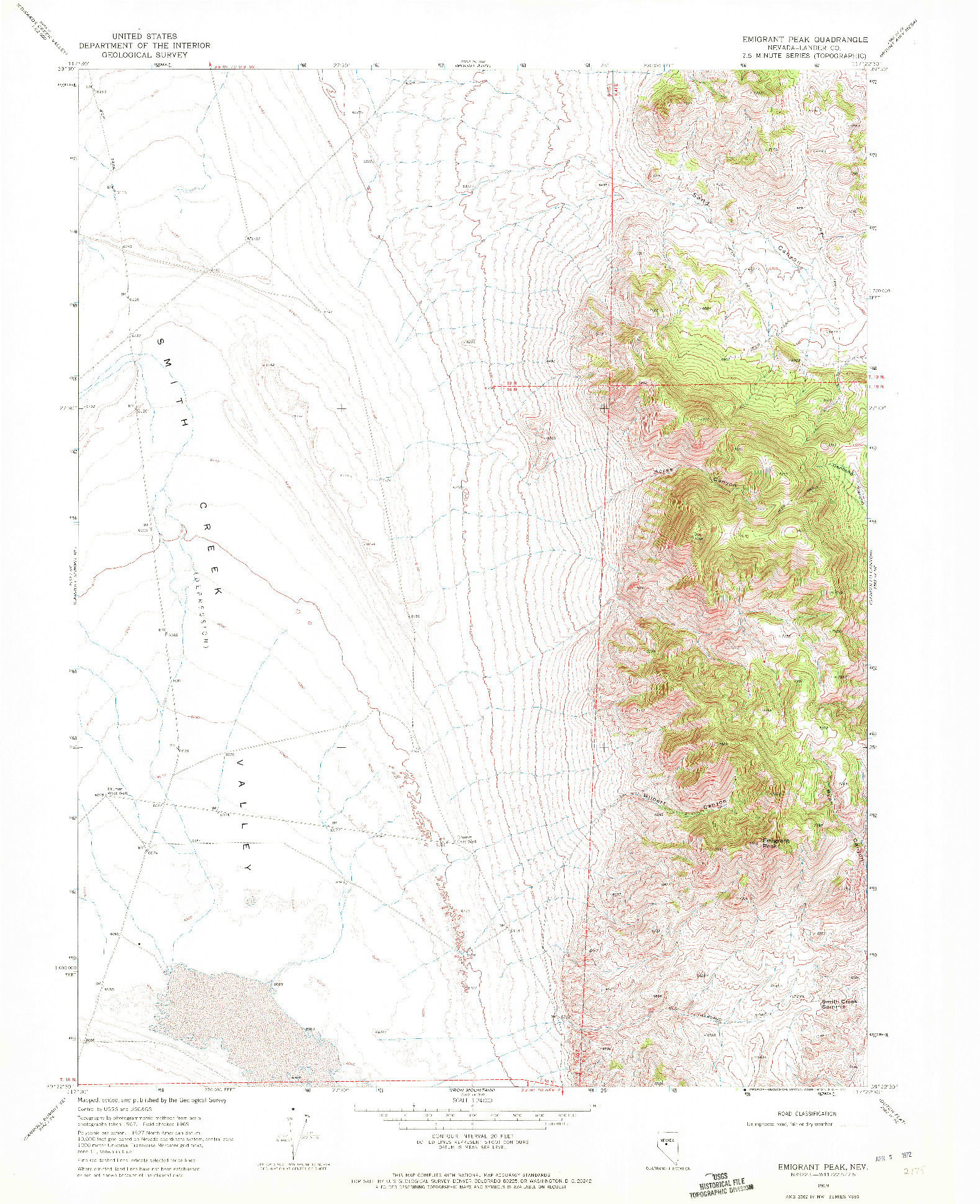 USGS 1:24000-SCALE QUADRANGLE FOR EMIGRANT PEAK, NV 1969