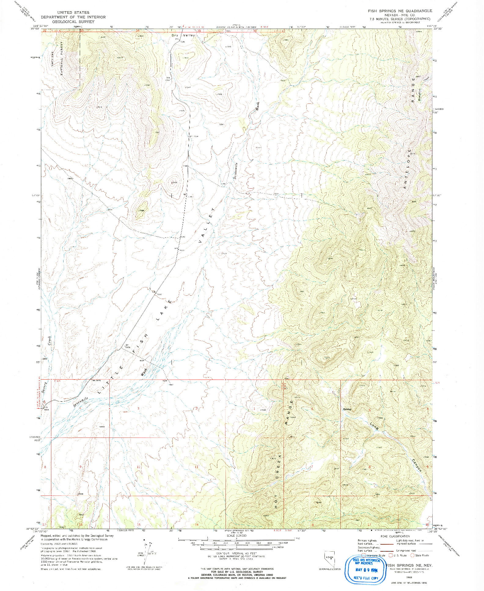 USGS 1:24000-SCALE QUADRANGLE FOR FISH SPRINGS NE, NV 1968