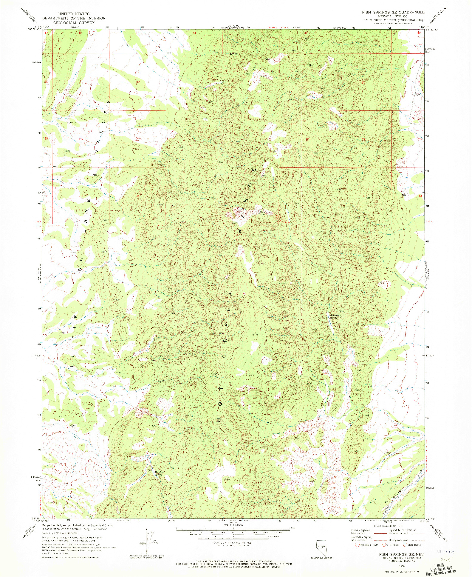 USGS 1:24000-SCALE QUADRANGLE FOR FISH SPRINGS SE, NV 1968