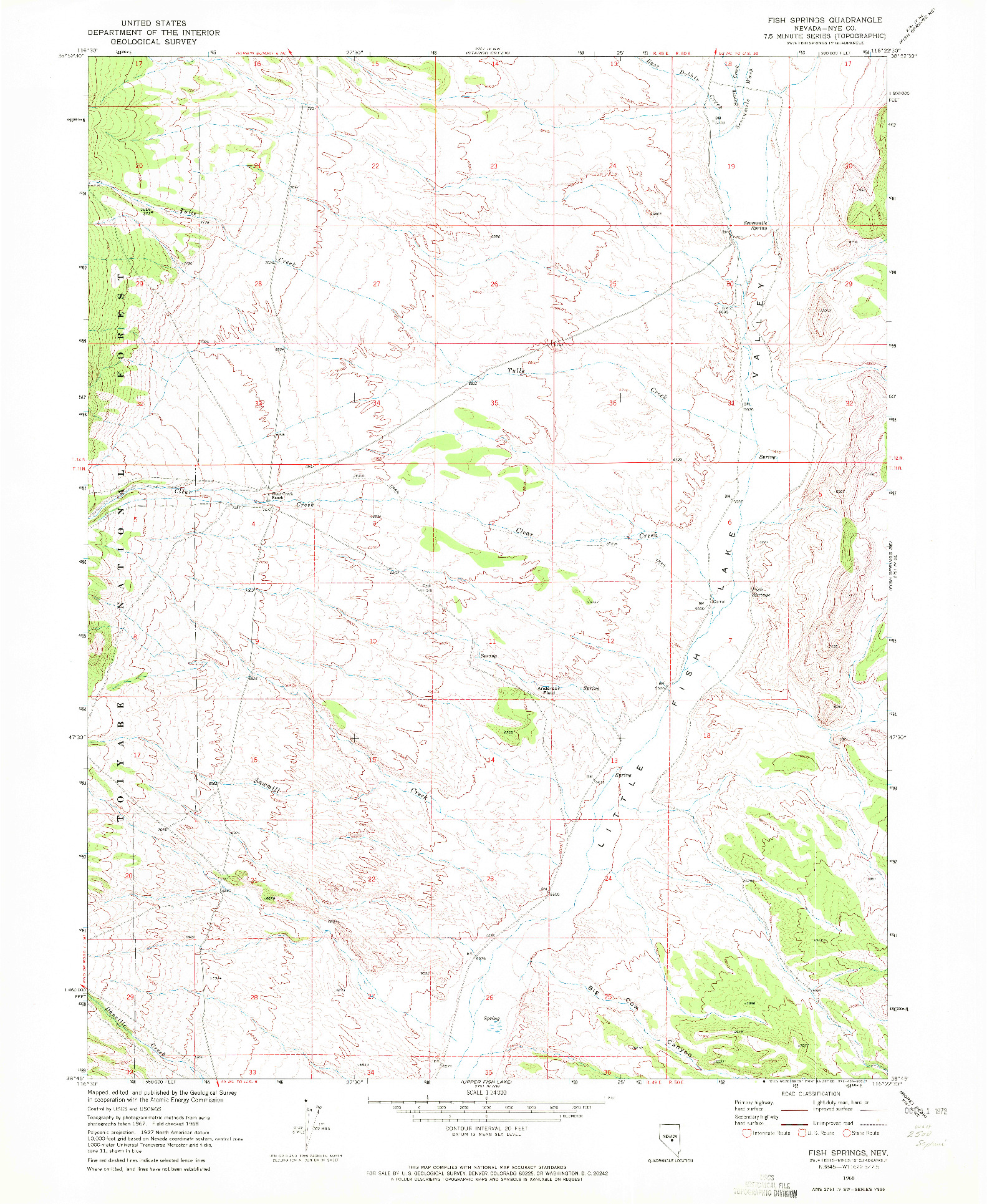 USGS 1:24000-SCALE QUADRANGLE FOR FISH SPRINGS, NV 1968