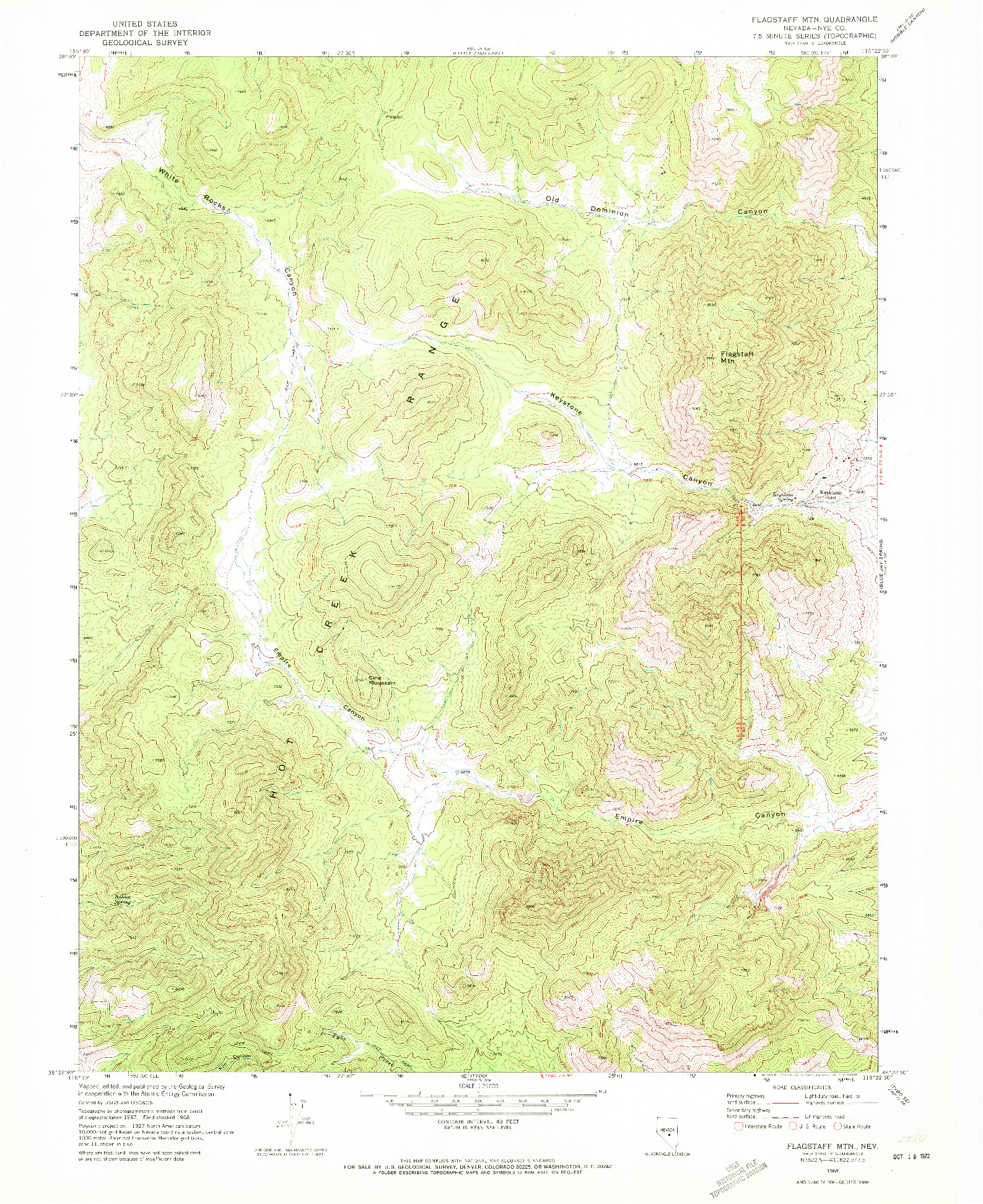 USGS 1:24000-SCALE QUADRANGLE FOR FLAGSTAFF MTN., NV 1968