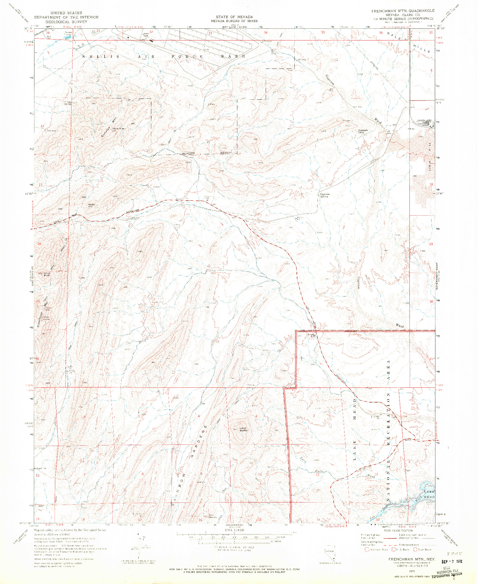 USGS 1:24000-SCALE QUADRANGLE FOR FRENCHMAN MTN., NV 1970