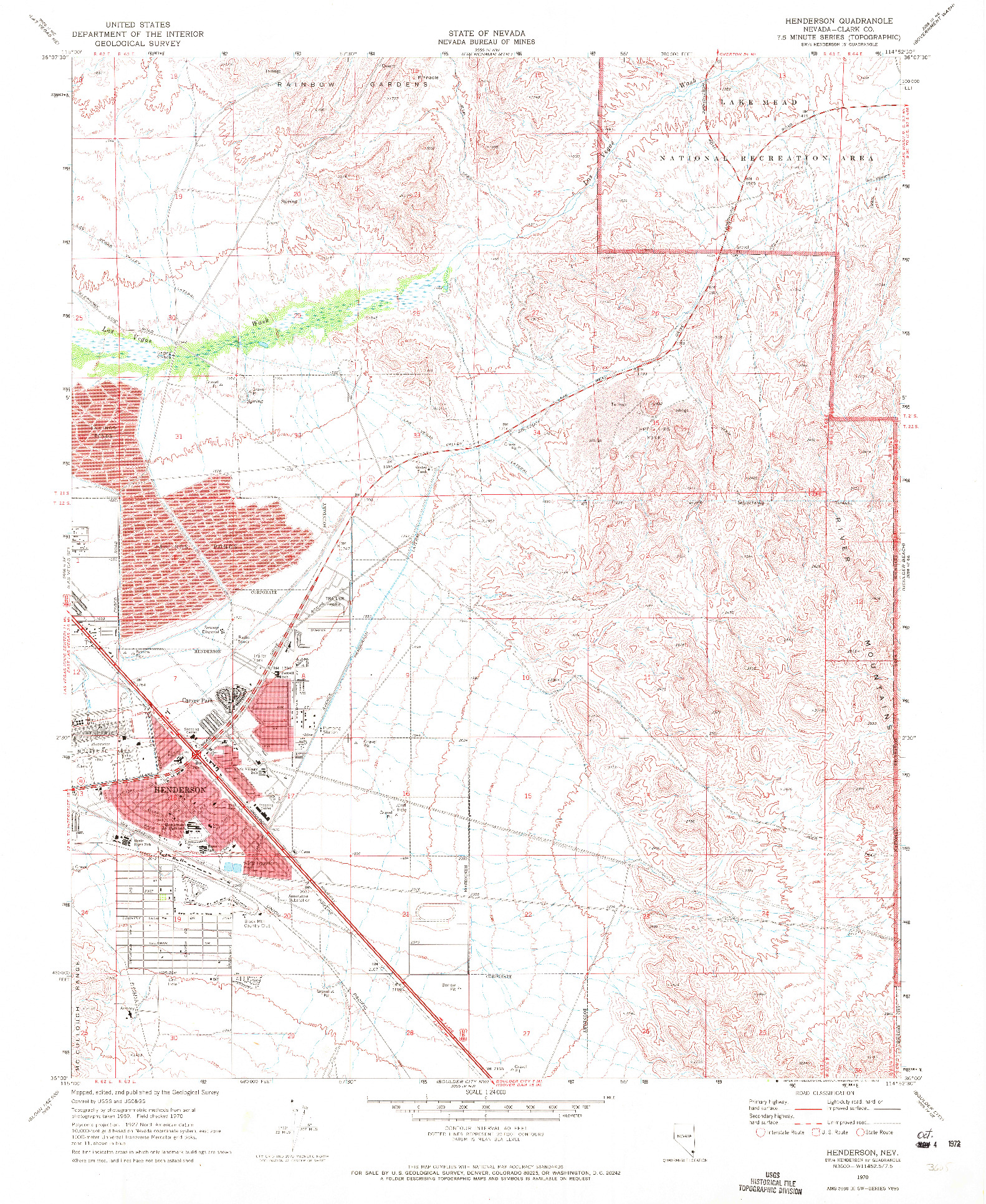 USGS 1:24000-SCALE QUADRANGLE FOR HENDERSON, NV 1970