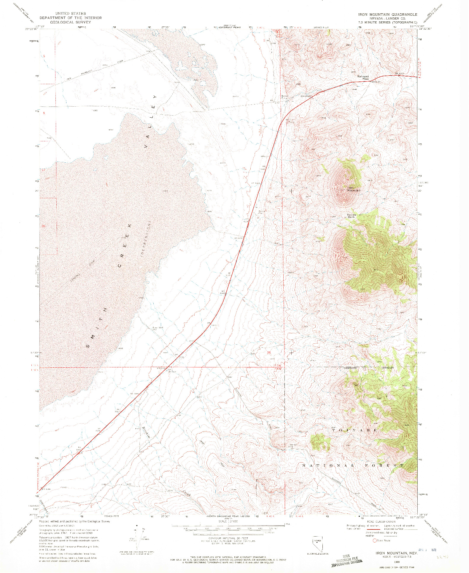 USGS 1:24000-SCALE QUADRANGLE FOR IRON MOUNTAIN, NV 1969