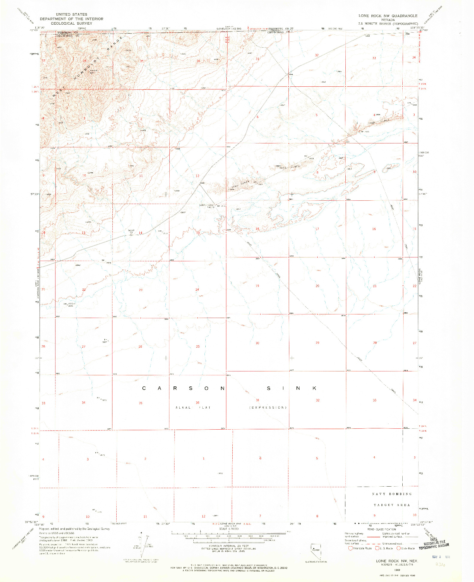 USGS 1:24000-SCALE QUADRANGLE FOR LONE ROCK NW, NV 1969
