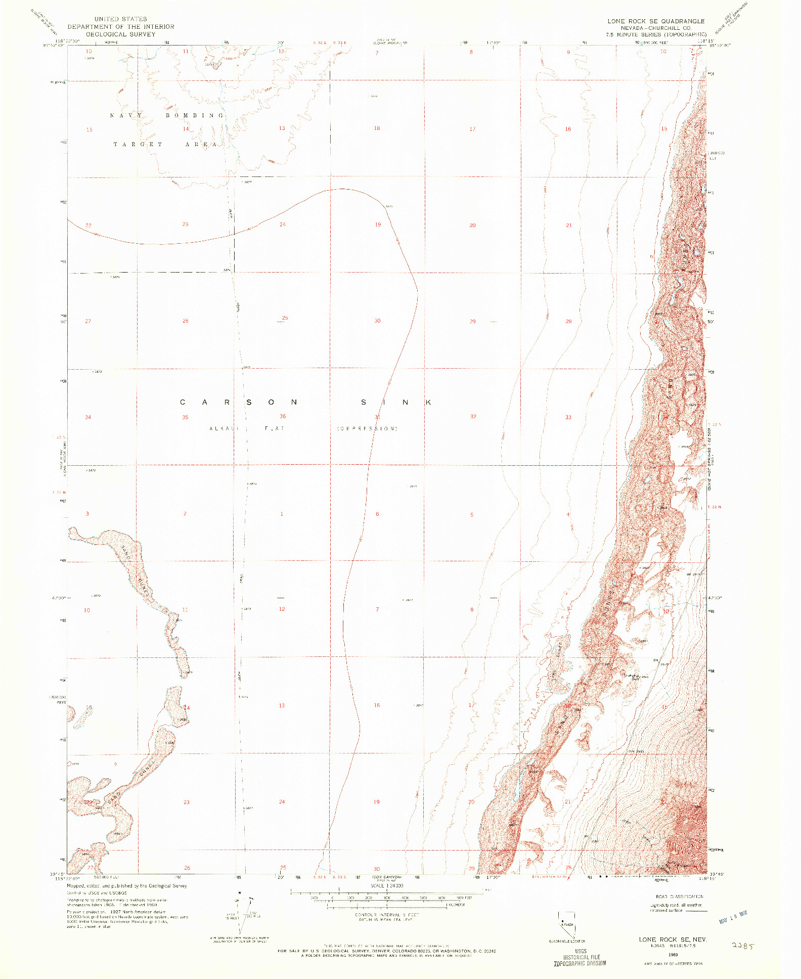 USGS 1:24000-SCALE QUADRANGLE FOR LONE ROCK SE, NV 1969