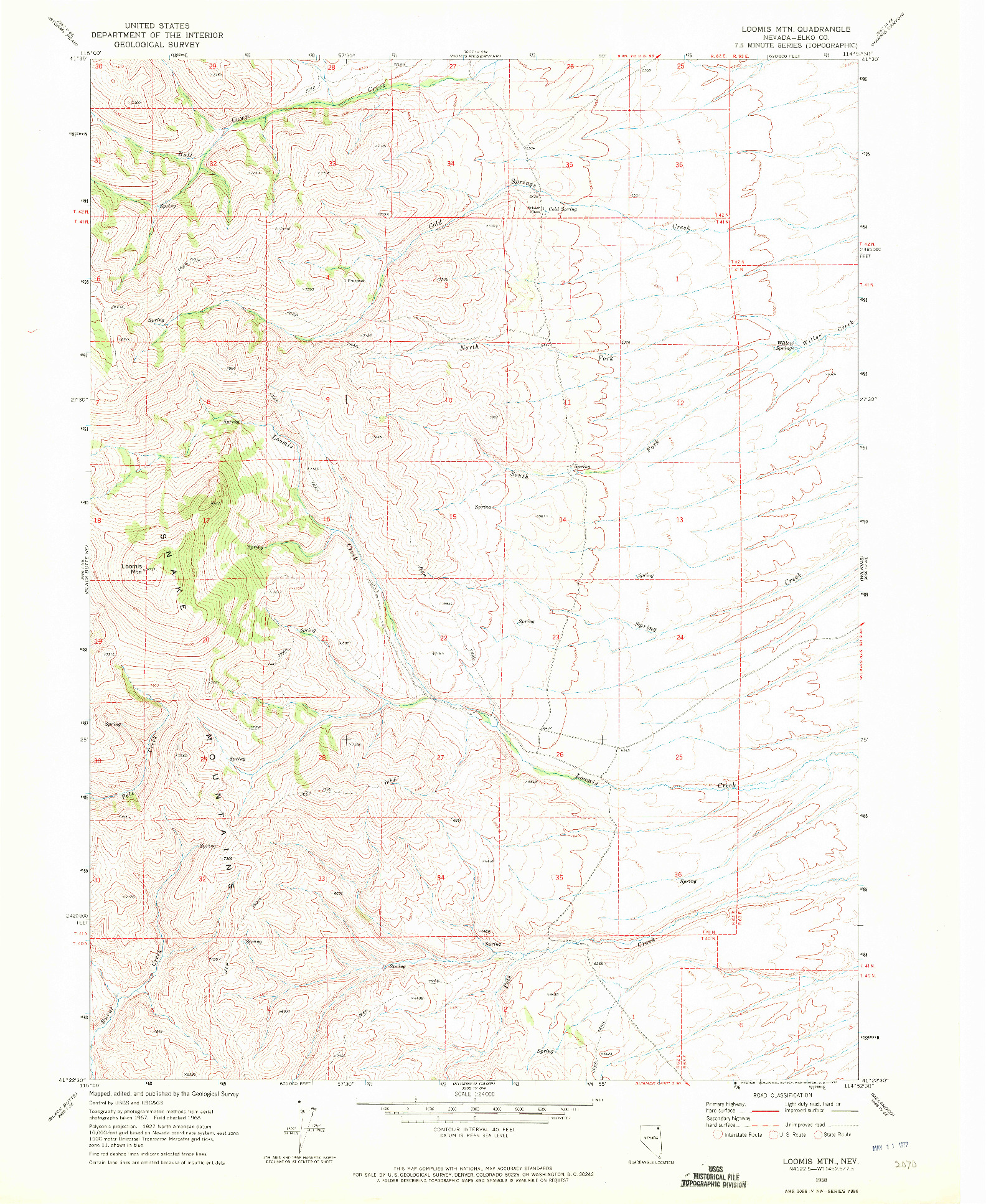 USGS 1:24000-SCALE QUADRANGLE FOR LOOMIS MTN, NV 1968