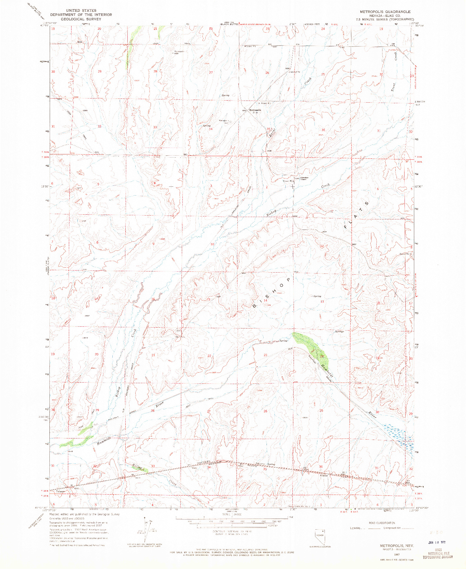USGS 1:24000-SCALE QUADRANGLE FOR METROPOLIS, NV 1967