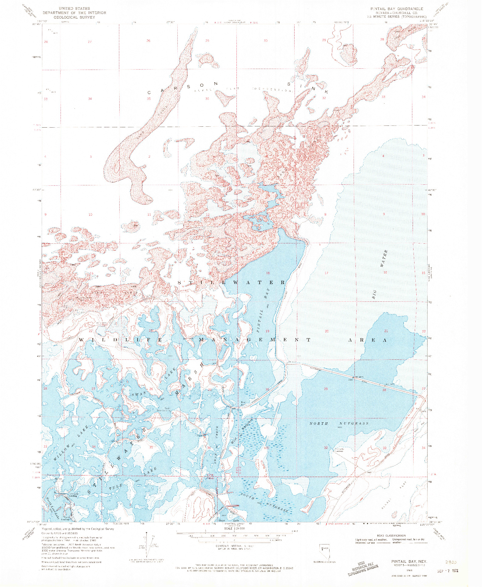 USGS 1:24000-SCALE QUADRANGLE FOR PINTAIL BAY, NV 1969