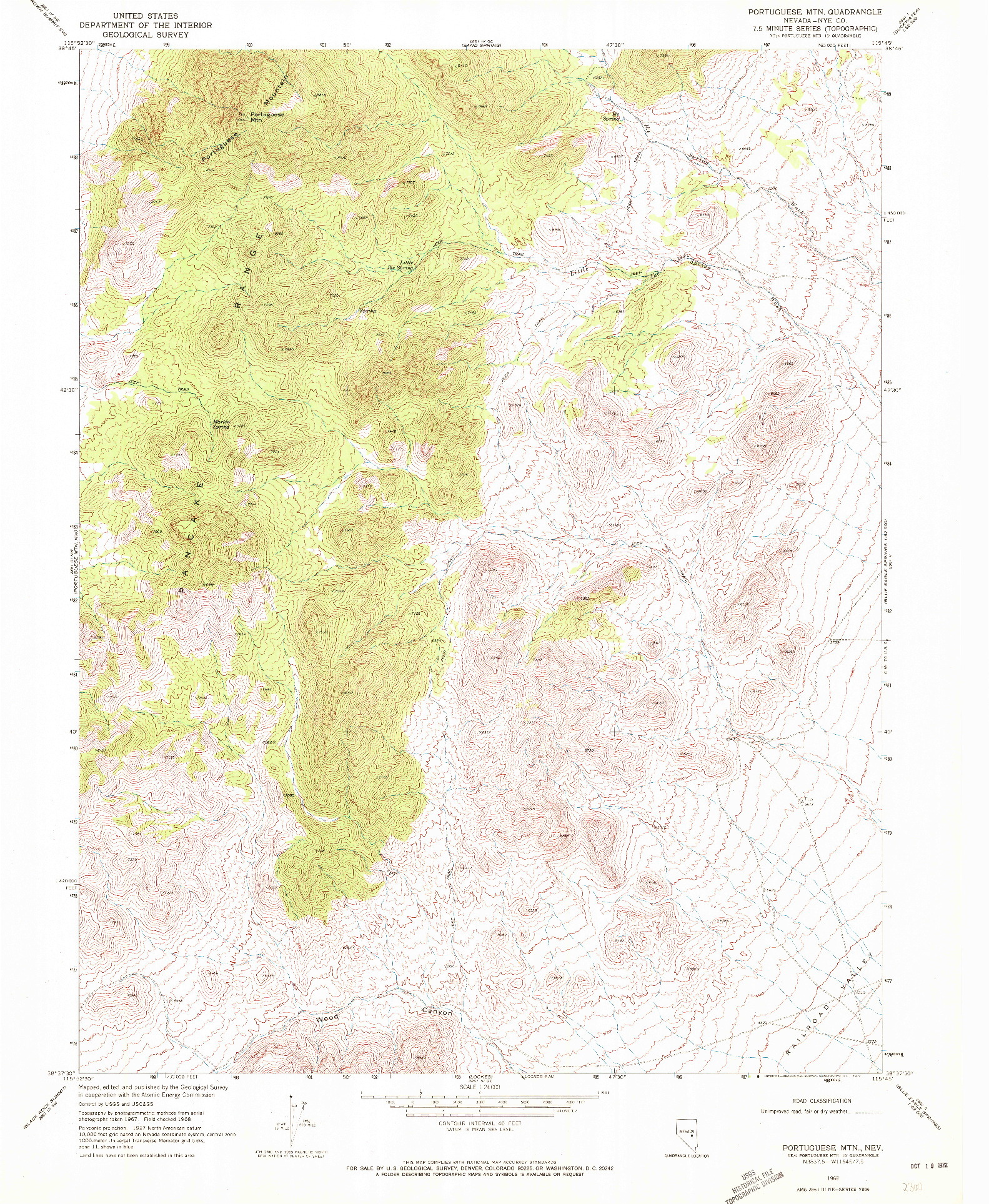 USGS 1:24000-SCALE QUADRANGLE FOR PORTUGUESE MTN, NV 1968