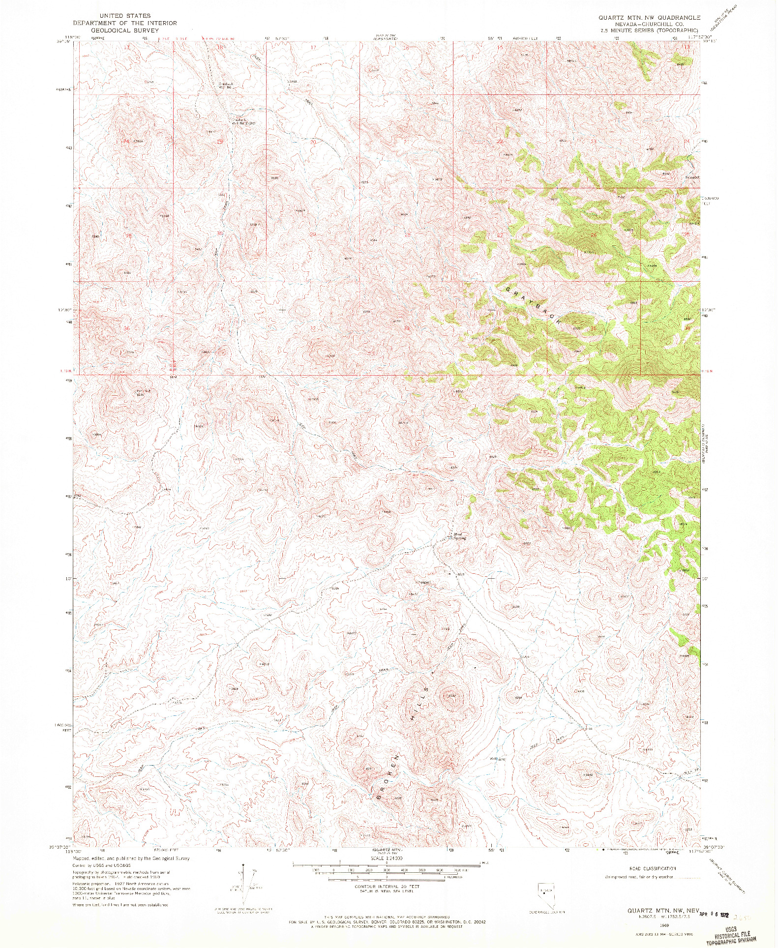 USGS 1:24000-SCALE QUADRANGLE FOR QUARTZITE MTN NW, NV 1969