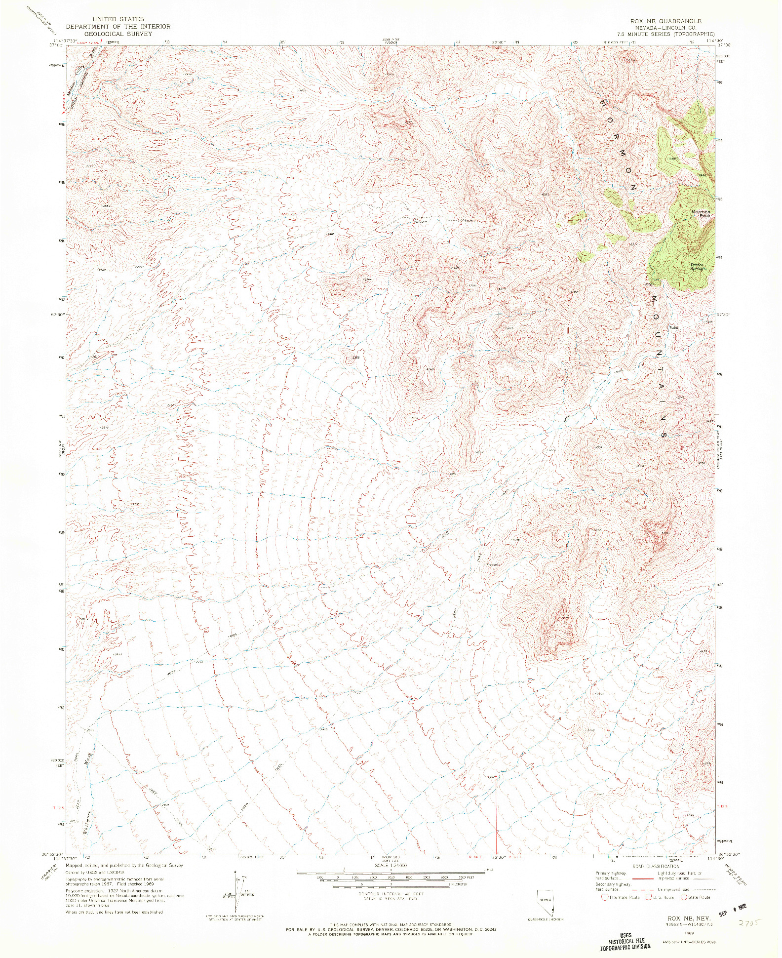 USGS 1:24000-SCALE QUADRANGLE FOR ROX NE, NV 1969