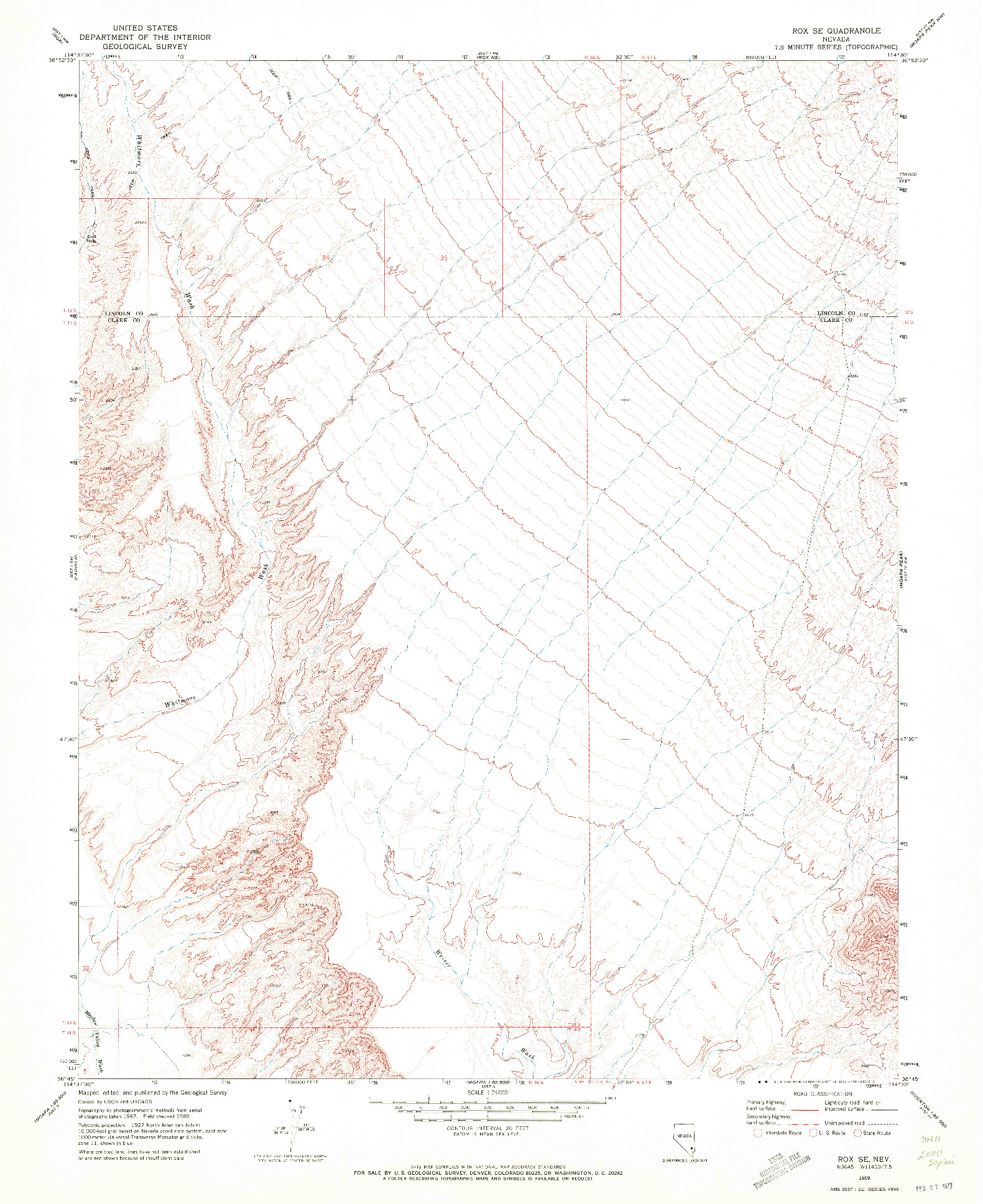 USGS 1:24000-SCALE QUADRANGLE FOR ROX SE, NV 1969