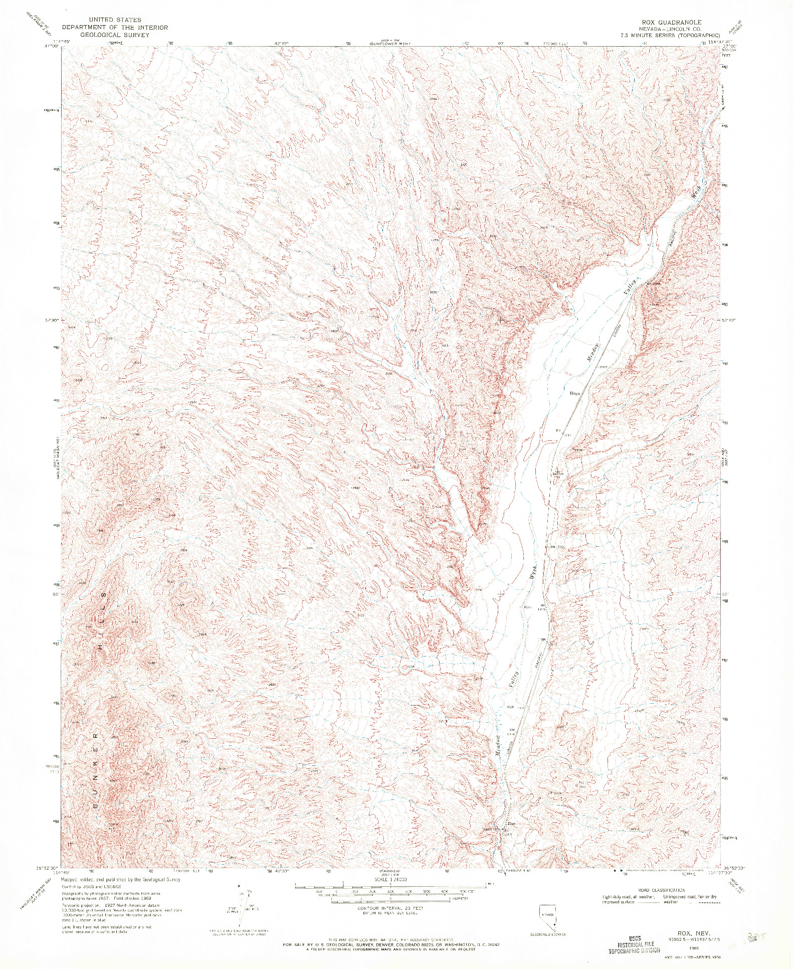 USGS 1:24000-SCALE QUADRANGLE FOR ROX, NV 1969