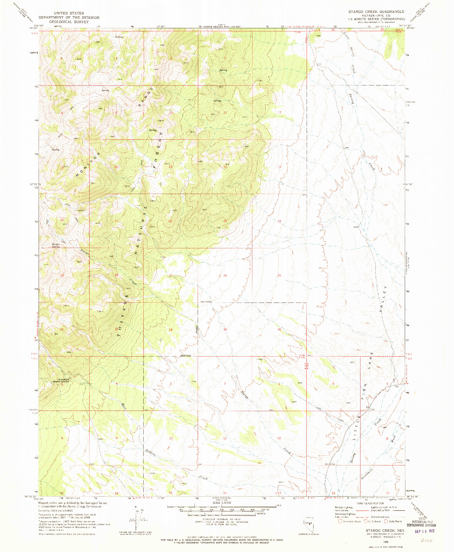 USGS 1:24000-SCALE QUADRANGLE FOR STARGO CREEK, NV 1968