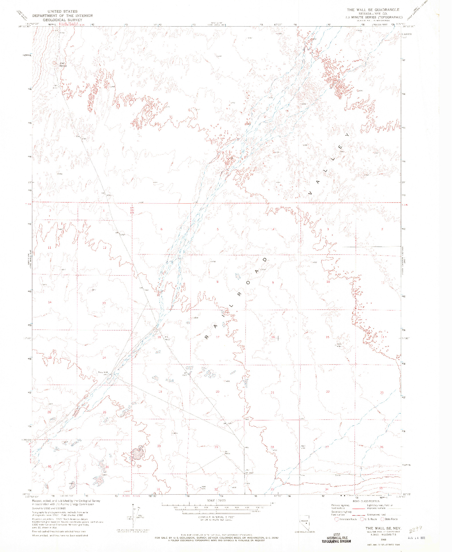 USGS 1:24000-SCALE QUADRANGLE FOR THE WALL SE, NV 1968