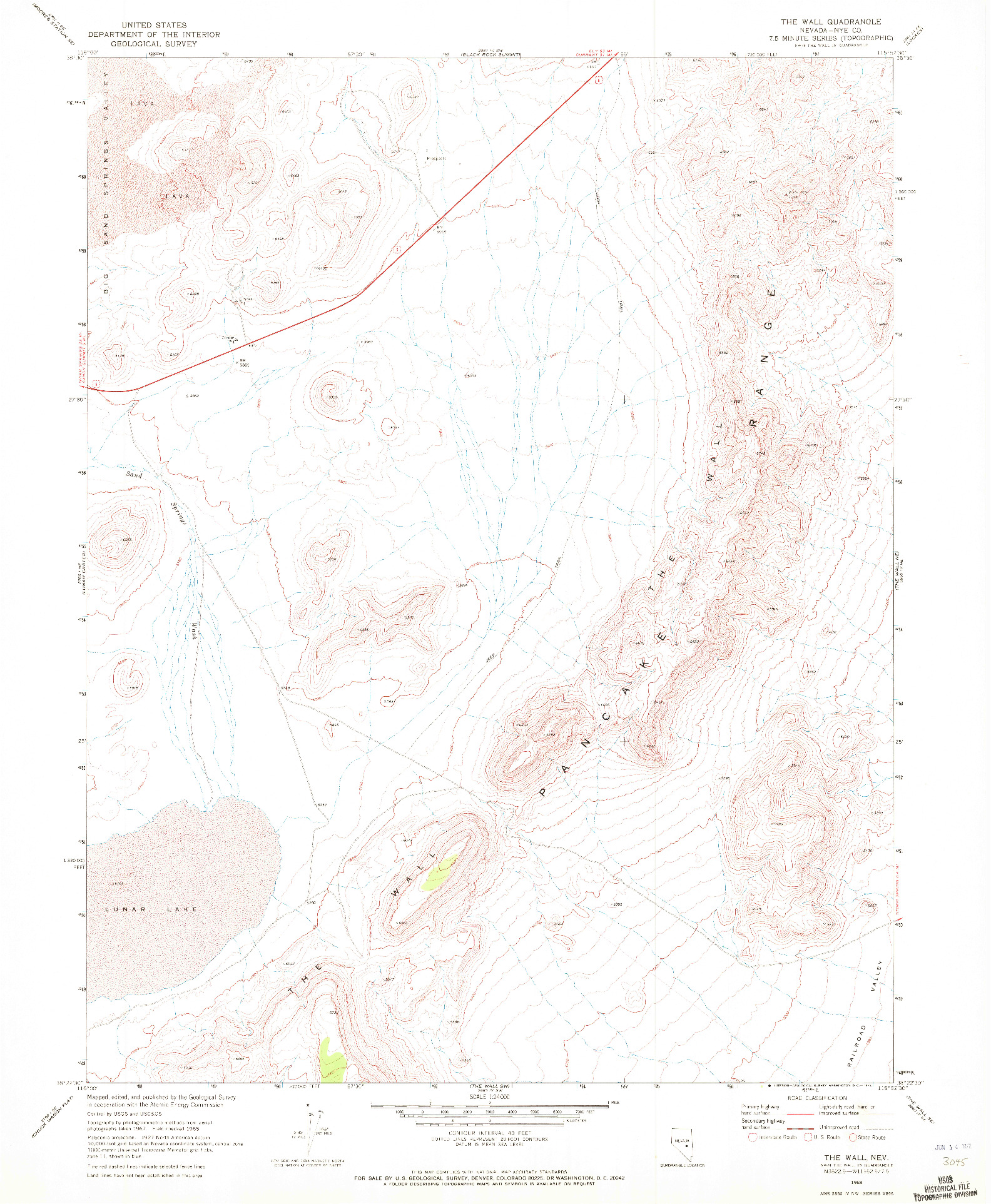 USGS 1:24000-SCALE QUADRANGLE FOR THE WALL, NV 1968