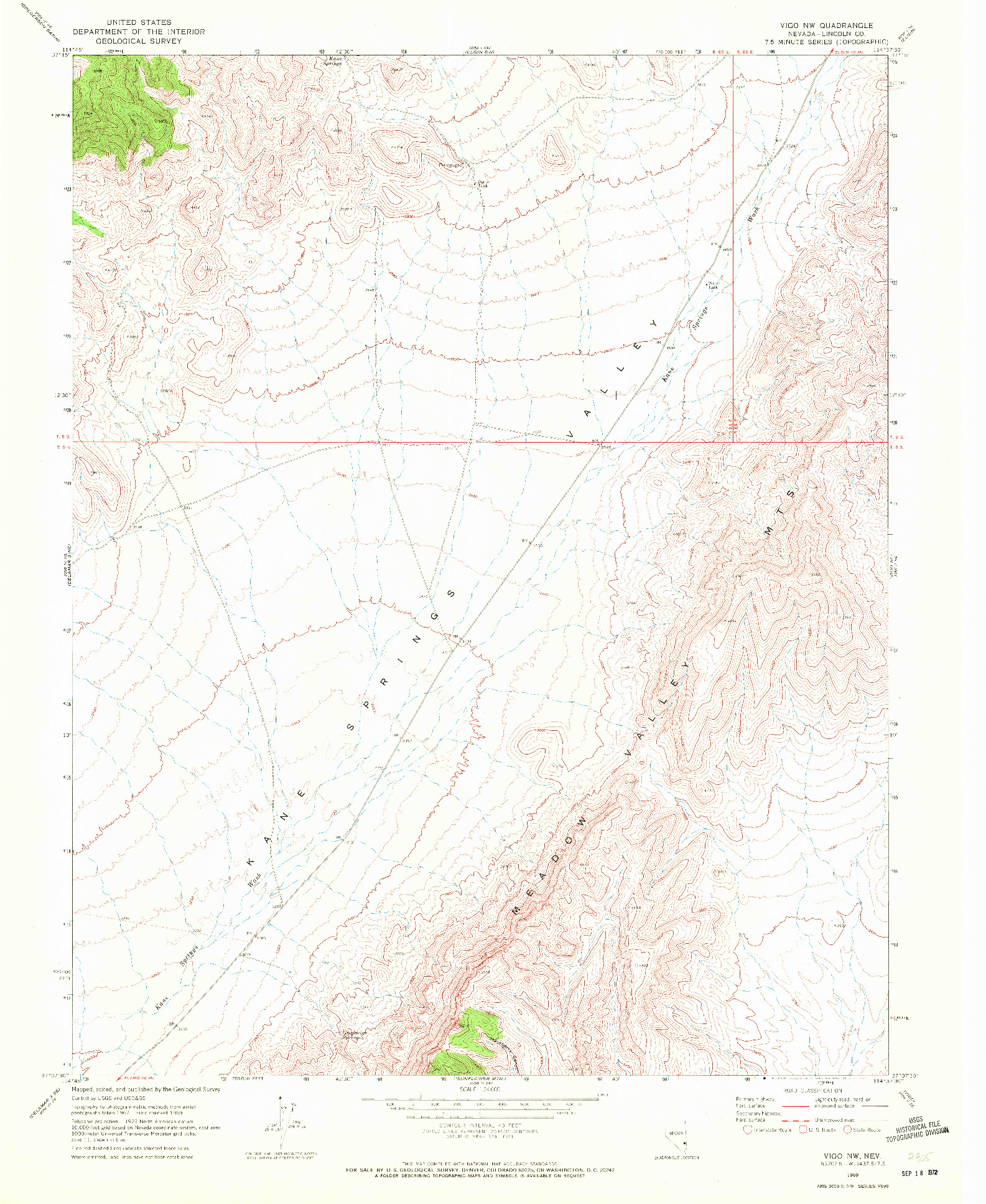 USGS 1:24000-SCALE QUADRANGLE FOR VIGO NW, NV 1969