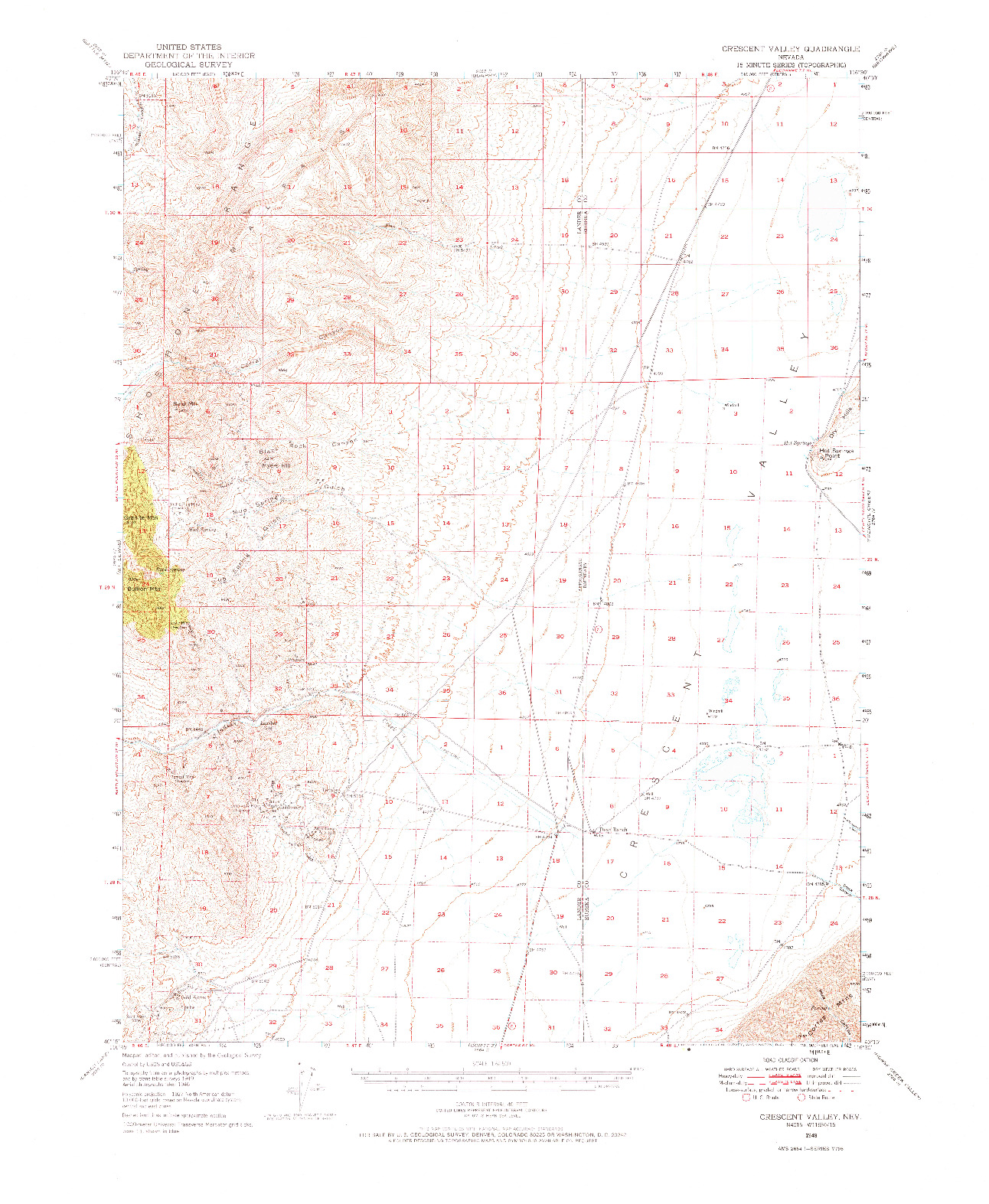 USGS 1:62500-SCALE QUADRANGLE FOR CRESCENT VALLEY, NV 1949