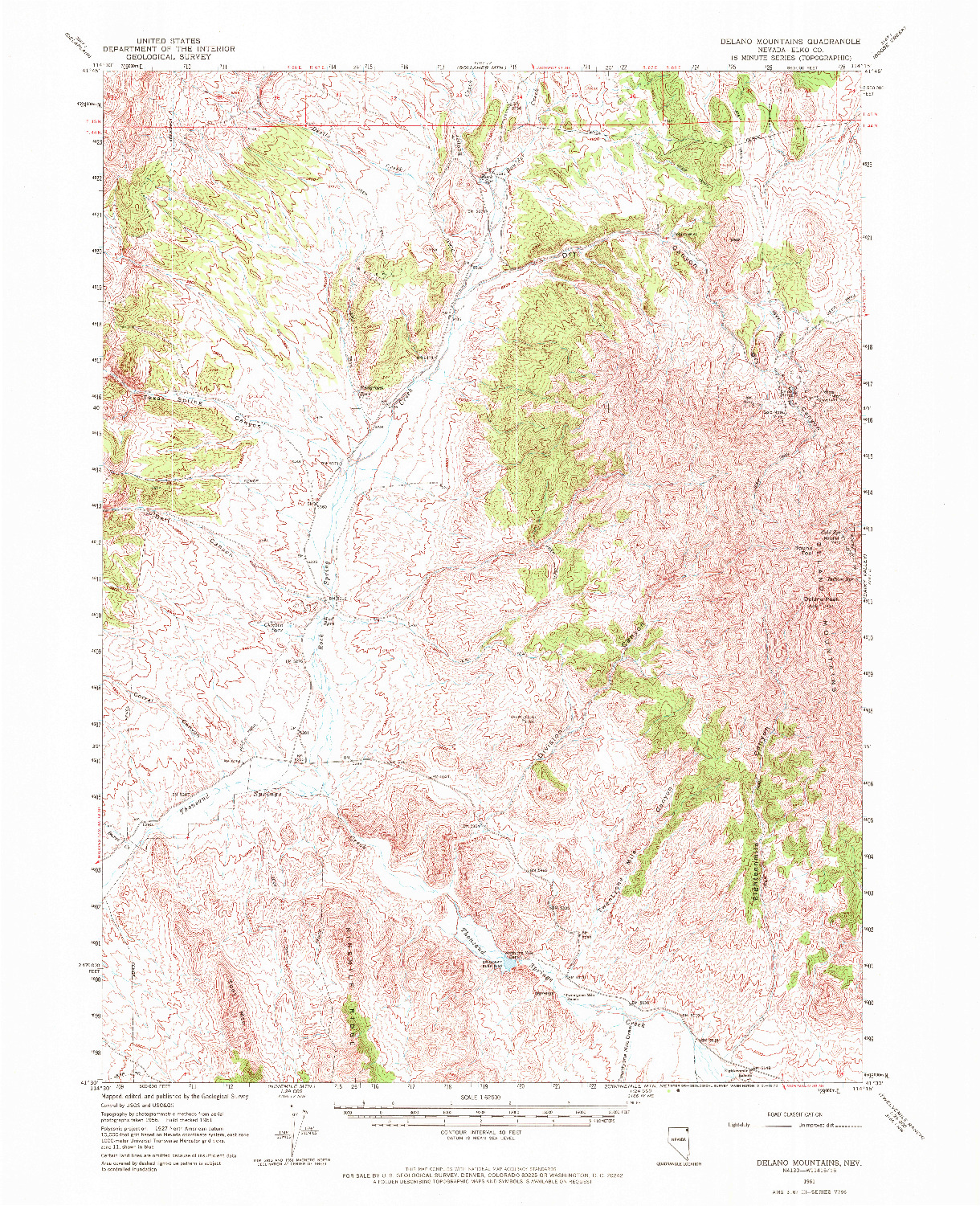 USGS 1:62500-SCALE QUADRANGLE FOR DELANO MOUNTAINS, NV 1961